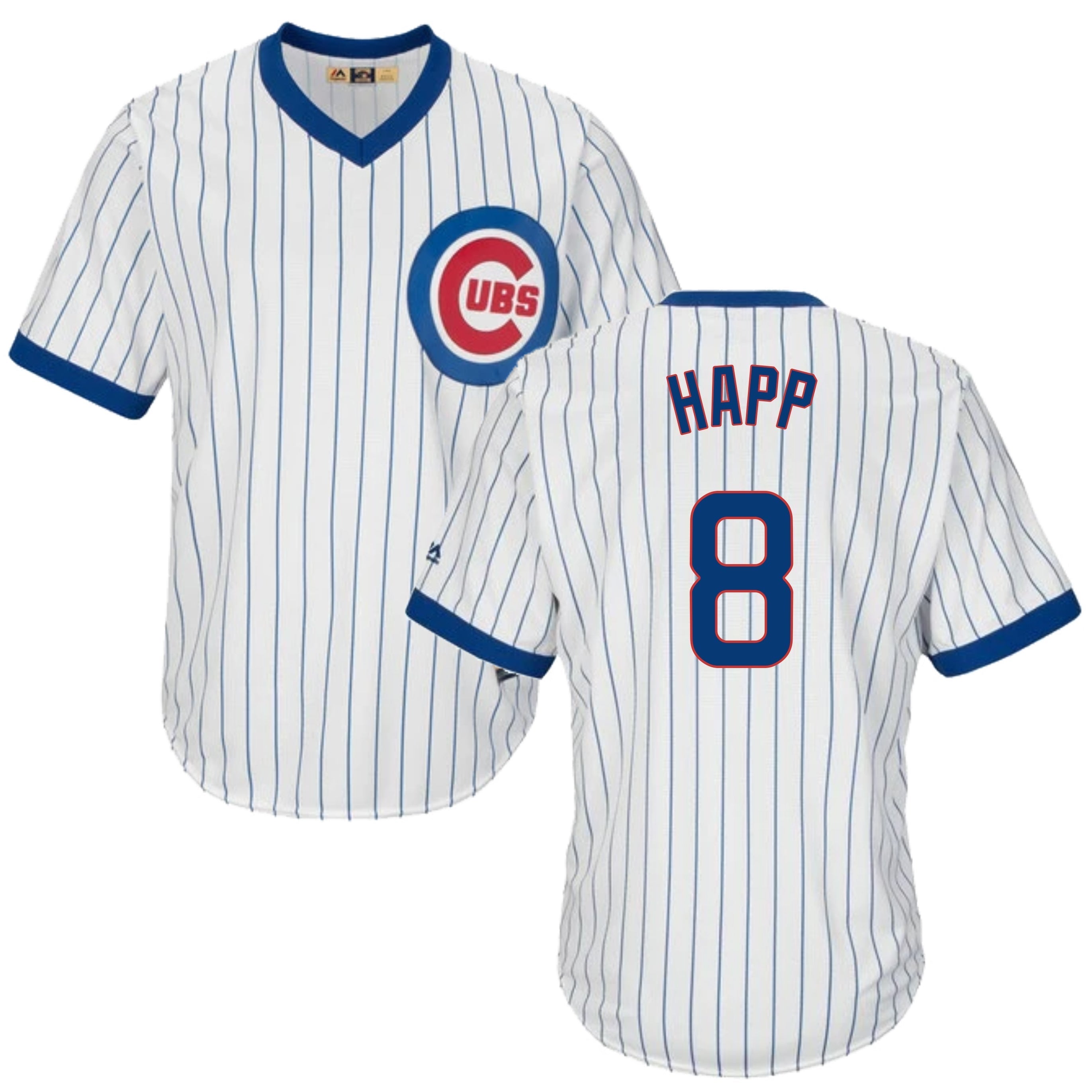 Ian Happ Chicago Cubs Cooperstown White Pinstripe V-Neck Home Men's Jersey - vstockx