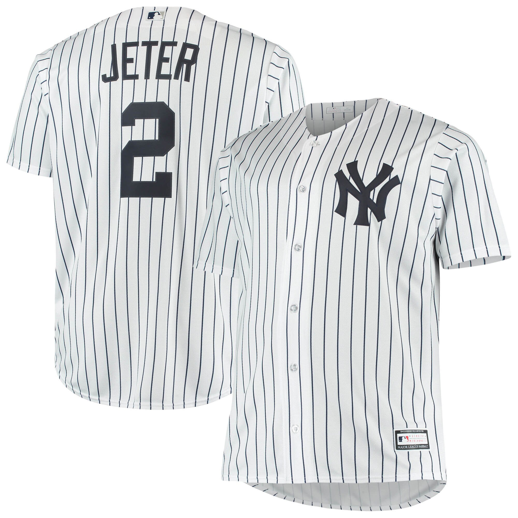 Derek Jeter New York Yankees Big & Tall Replica Player Jersey - White - vstockx