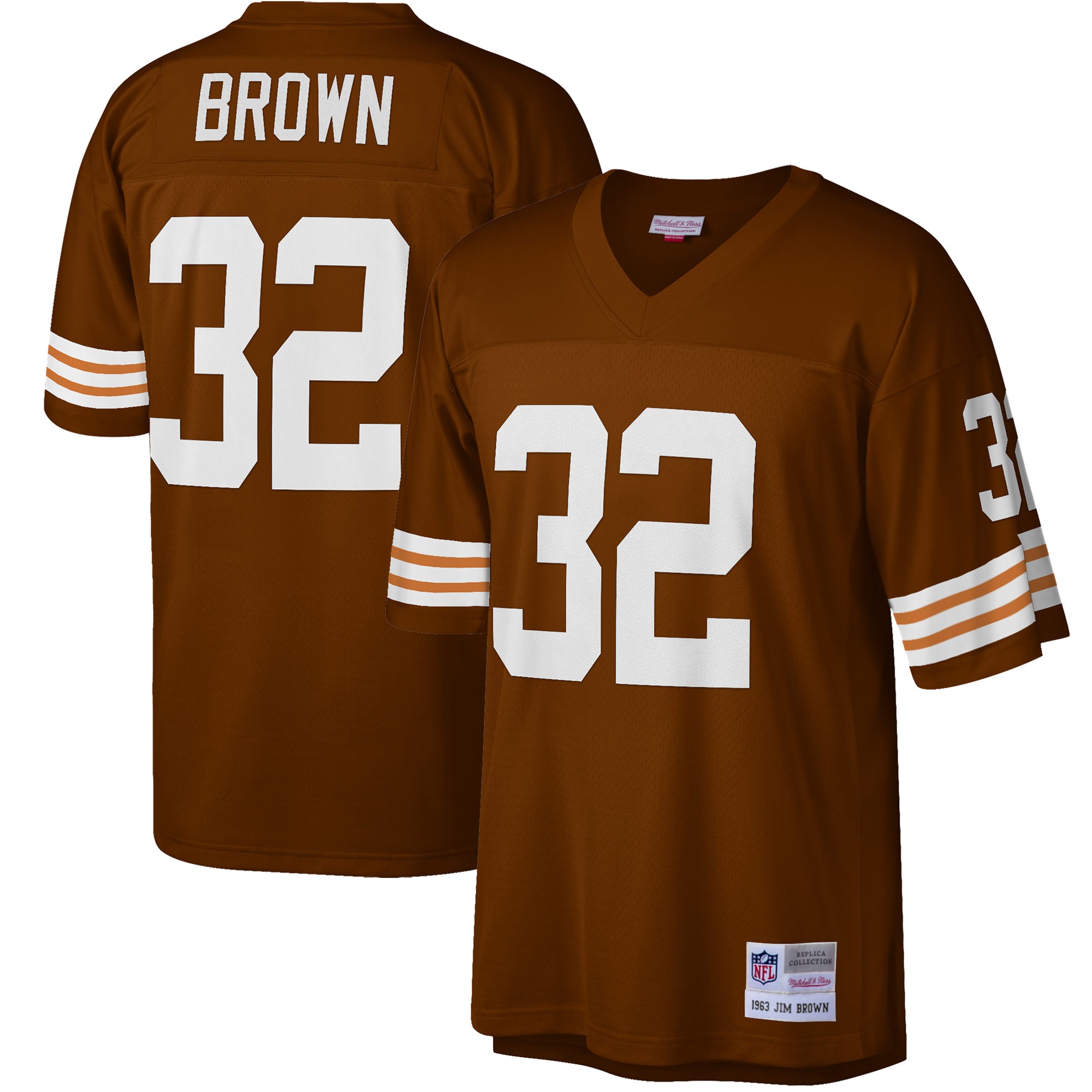 Jim Brown Cleveland Browns Mitchell & Ness Big & Tall 1963 Retired Player Replica Jersey - Brown - vstockx