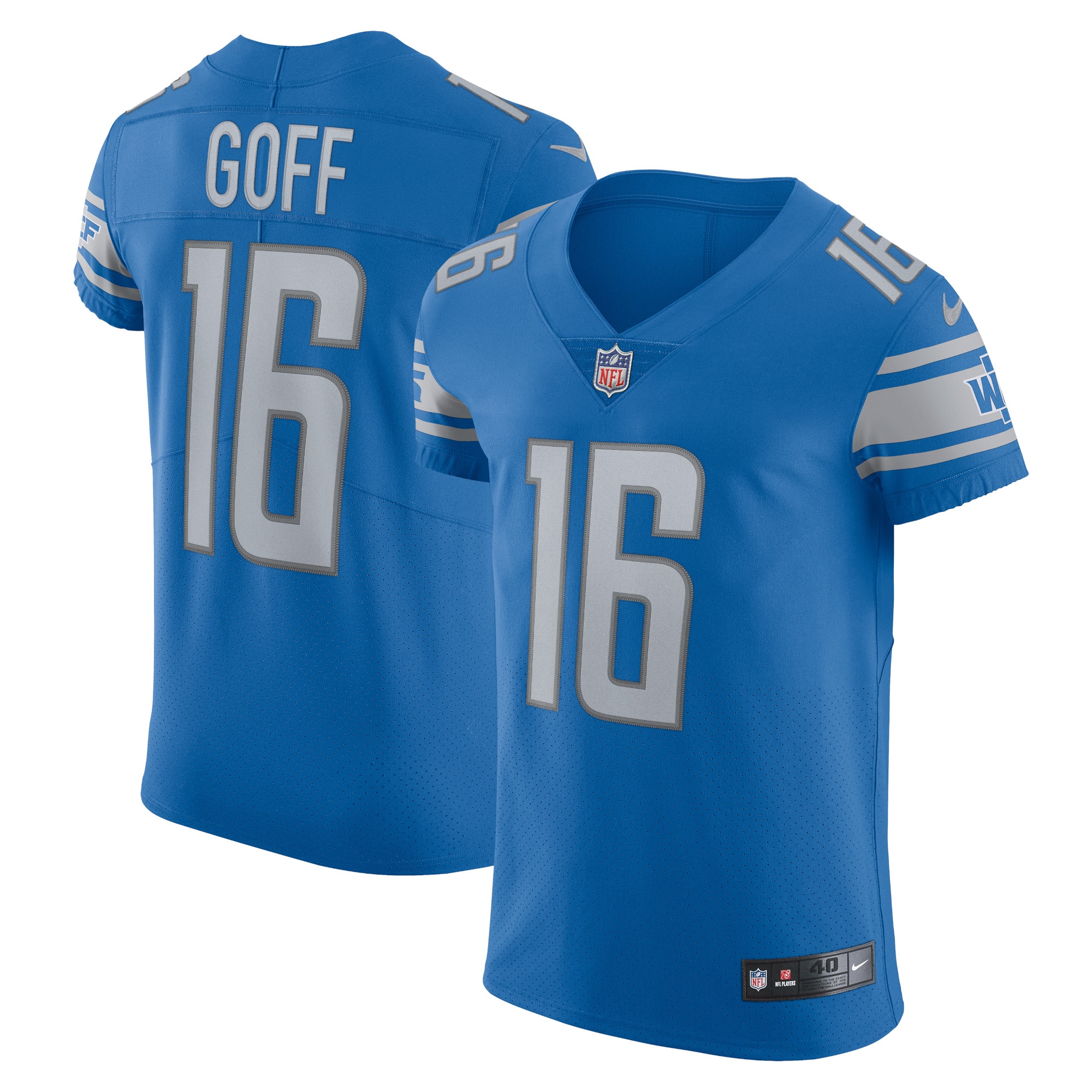 Jared Goff Detroit Lions Nike Vapor Elite Player Jersey - Blue - vstockx