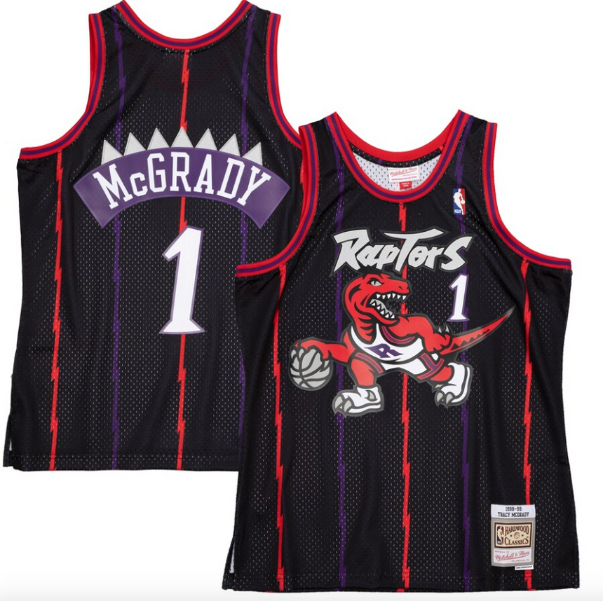 Men's Tracy McGrady Toronto Raptors Mitchell & Ness 1998-99 Hardwood Classics Reload 2.0 Swingman Jersey - Black - vstockx