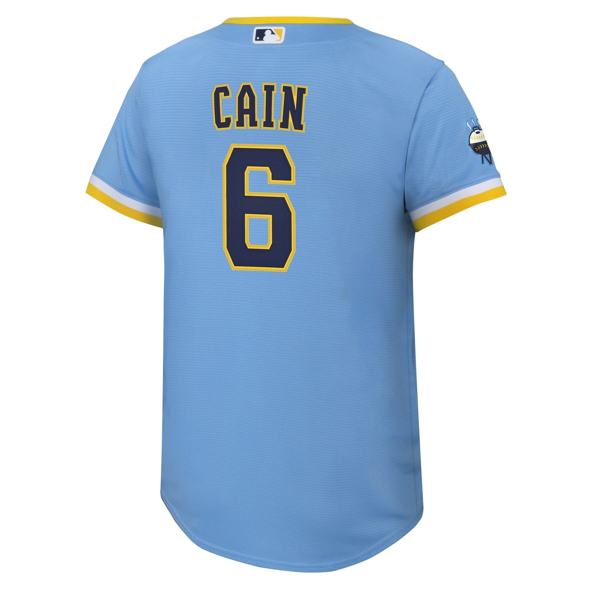 Youth Nike Lorenzo Cain Powder Blue Milwaukee Brewers 2022 City Connect Replica Player Jersey - vstockx