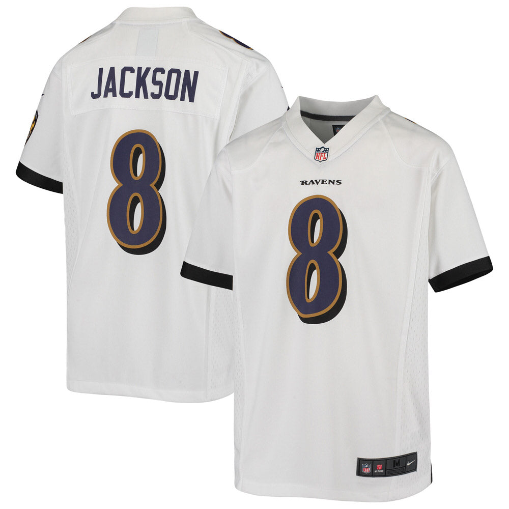 Youth Baltimore Ravens Lamar Jackson Game Jersey- White - vstockx