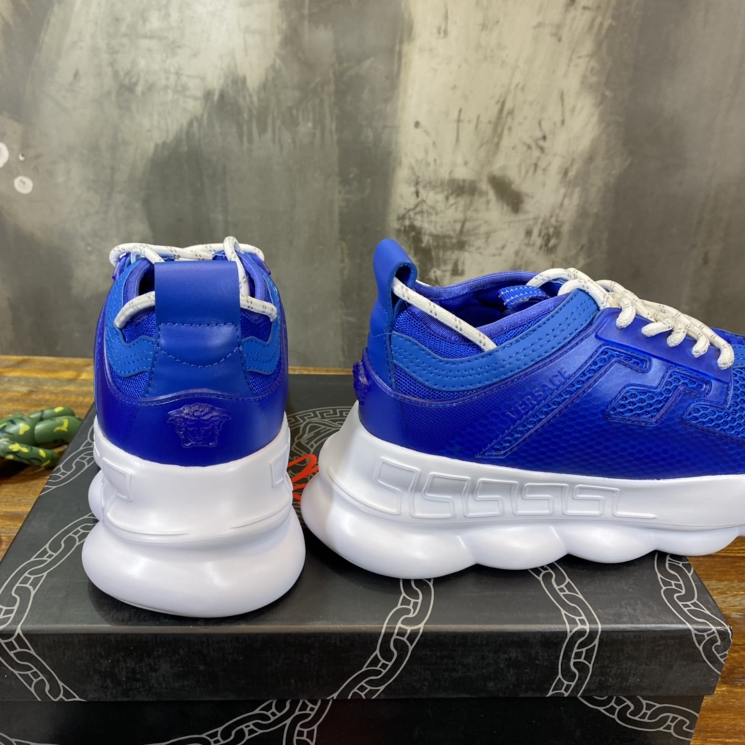 Versace Chain Reaction Blue Mesh Rubber Suede - vstockx