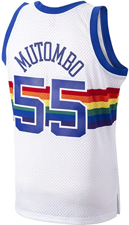 Men's Mitchell & Ness Dikembe Mutombo Denver Nuggets Men's White 1991-92 Swingman Jersey - vstockx