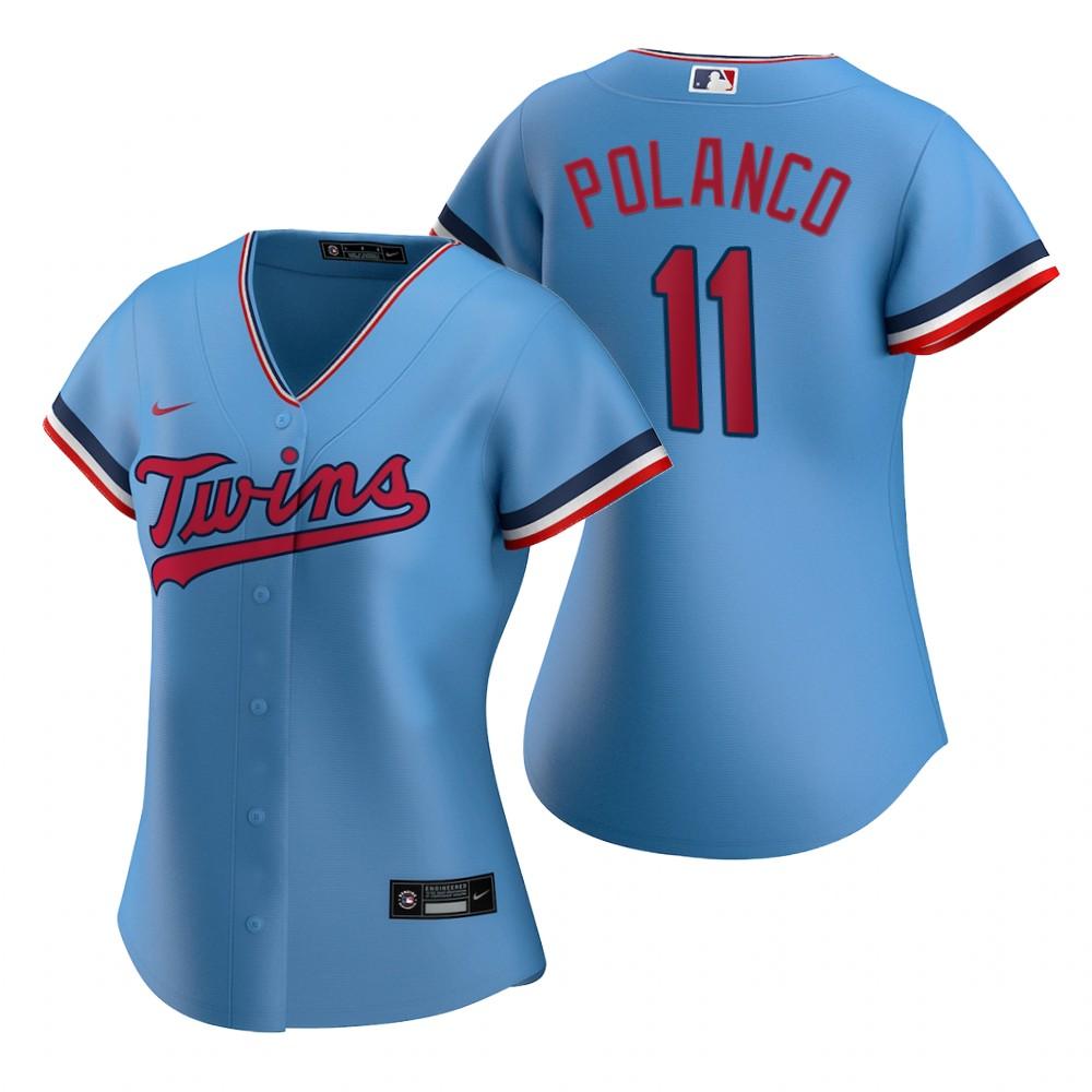 Womens Minnesota Twins Jorge Polanco Cool Base Replica Jersey Light Blue - vstockx