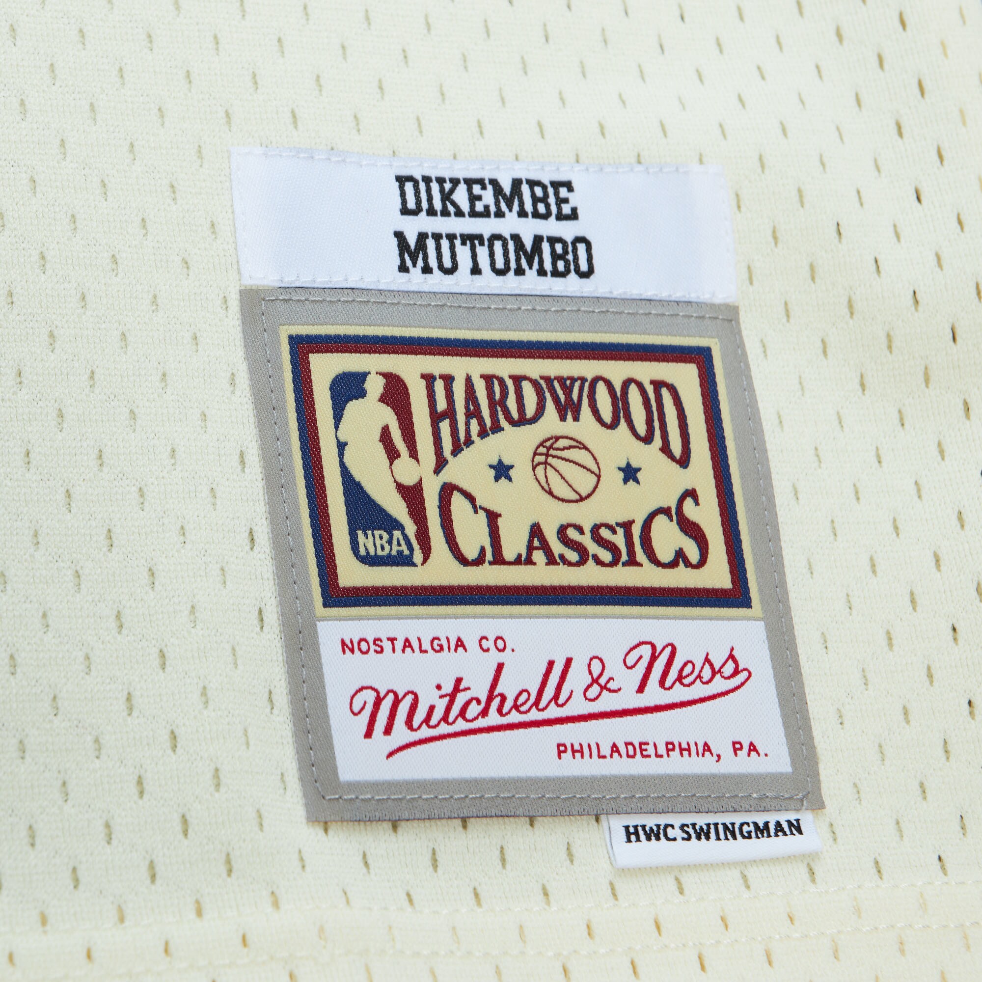 Dikembe Mutombo Denver Nuggets Mitchell & Ness Chainstitch Swingman Jersey - Cream - vstockx