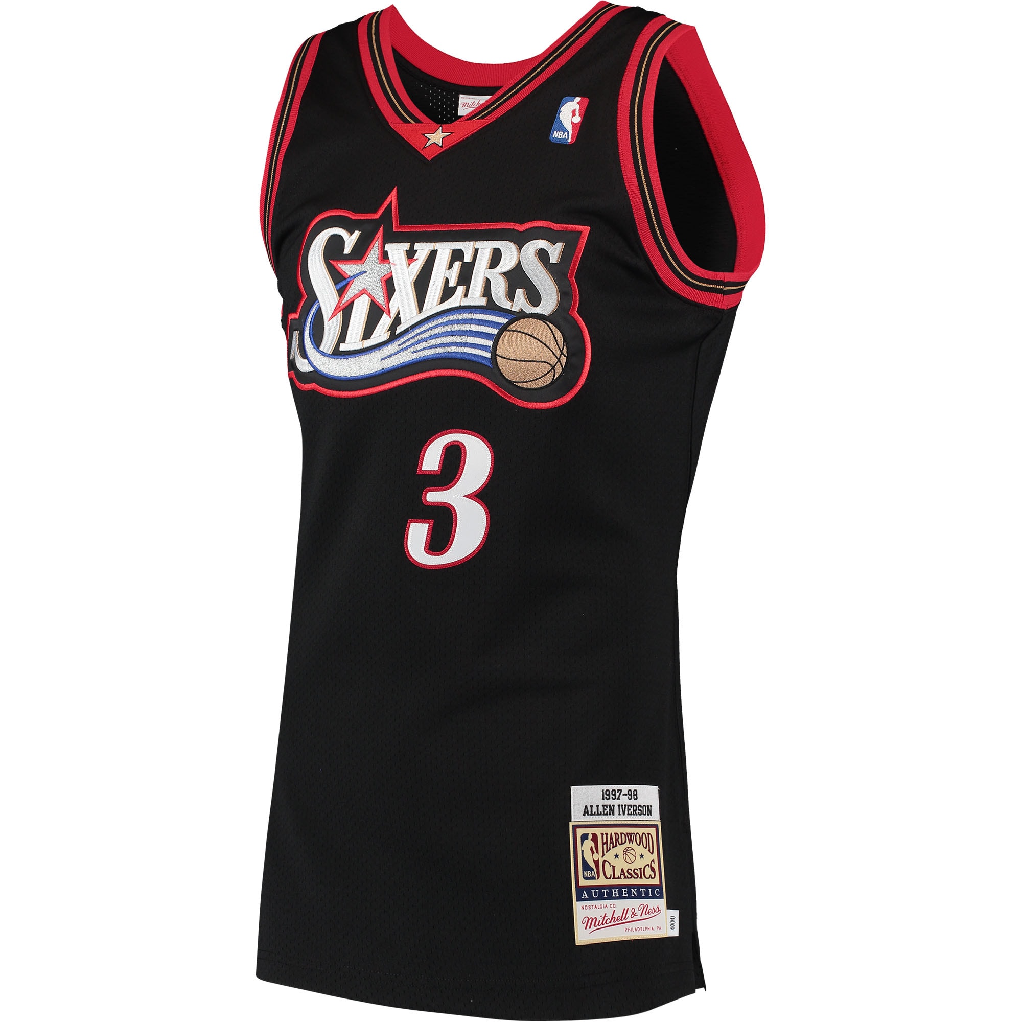 Allen Iverson Philadelphia 76ers Mitchell & Ness 1997 Hardwood Classics Authentic Jersey - Black - vstockx