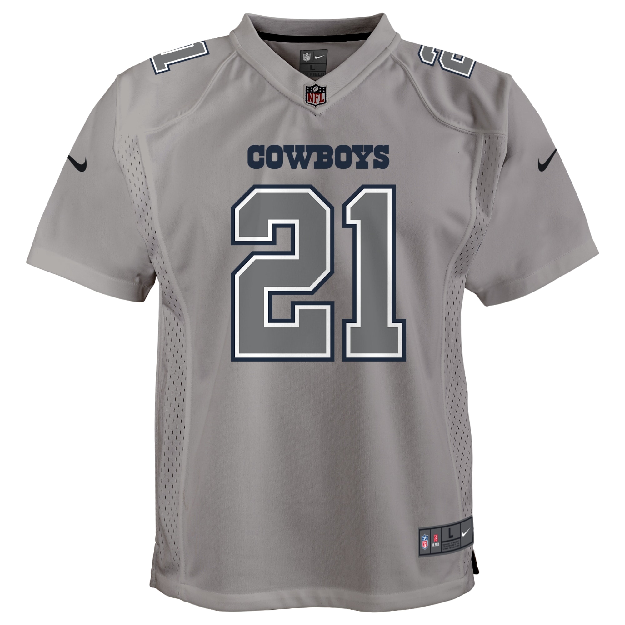 Ezekiel Elliott Dallas Cowboys Nike Youth Atmosphere Game Jersey - Gray - vstockx