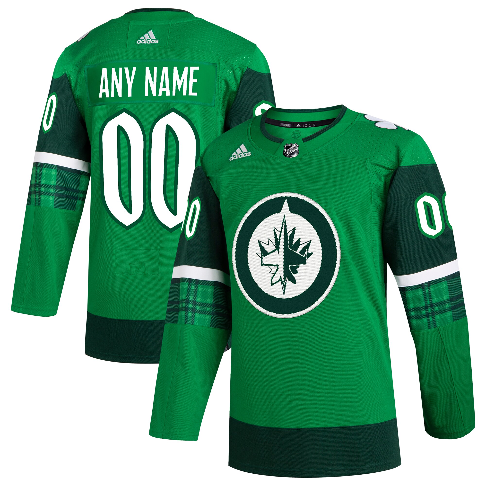Winnipeg Jets adidas St. Patrick's Day Authentic Custom Jersey - Kelly Green - vstockx