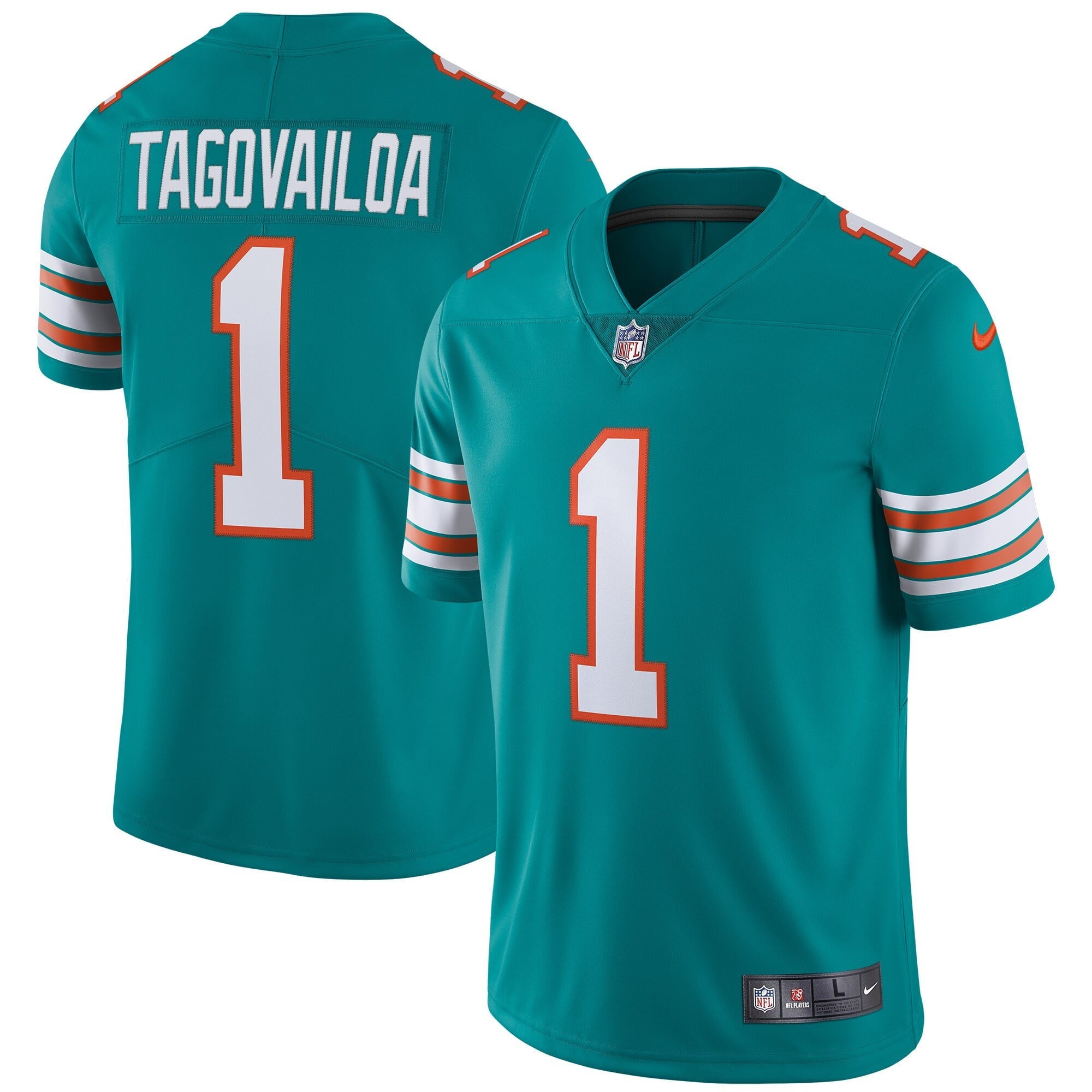 Men's Nike Tua Tagovailoa Aqua Miami Dolphins Alternate Vapor Limited Jersey - vstockx