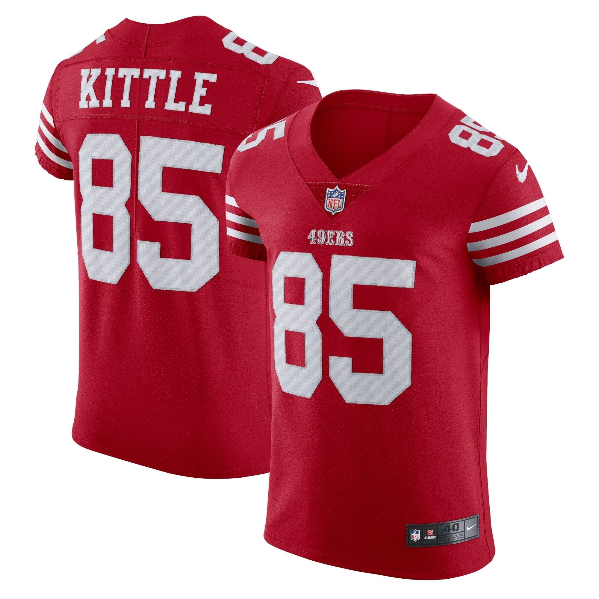Men's Nike George Kittle Scarlet San Francisco 49ers Vapor Elite Jersey - vstockx