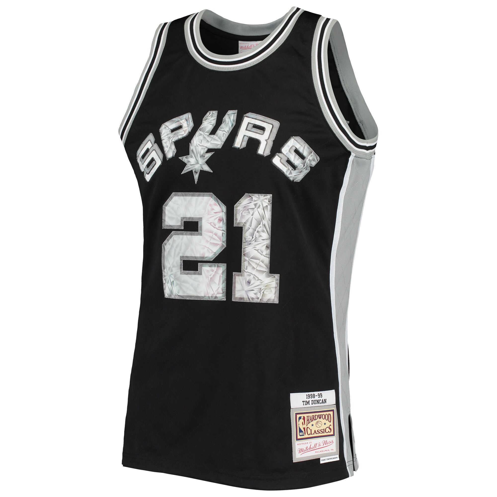 Tim Duncan San Antonio Spurs Mitchell & Ness 1996-97 Hardwood Classics NBA 75th Anniversary Diamond Swingman Jersey - Black - vstockx