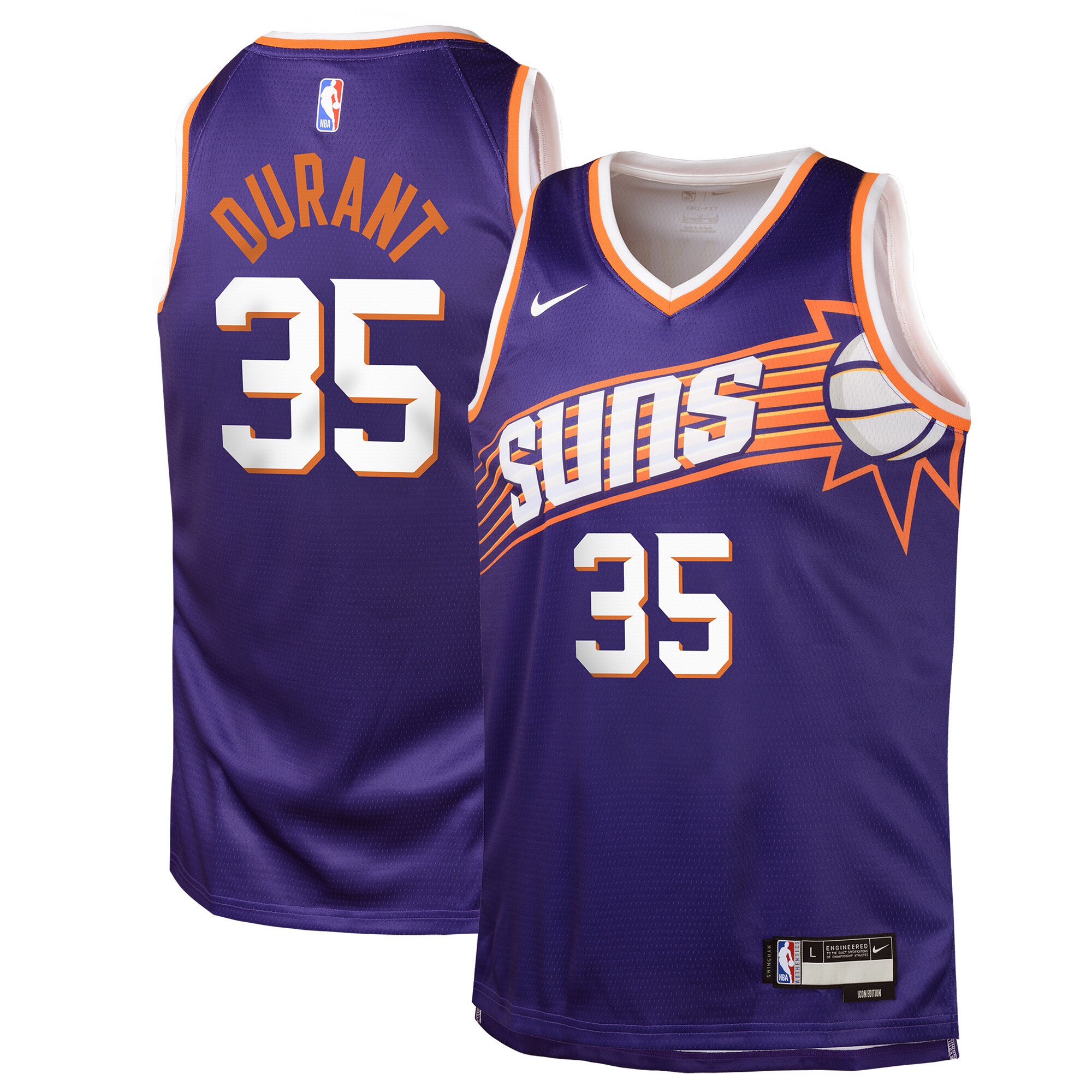 Kevin Durant Phoenix Suns Nike Youth Swingman Jersey - Purple - Icon - vstockx