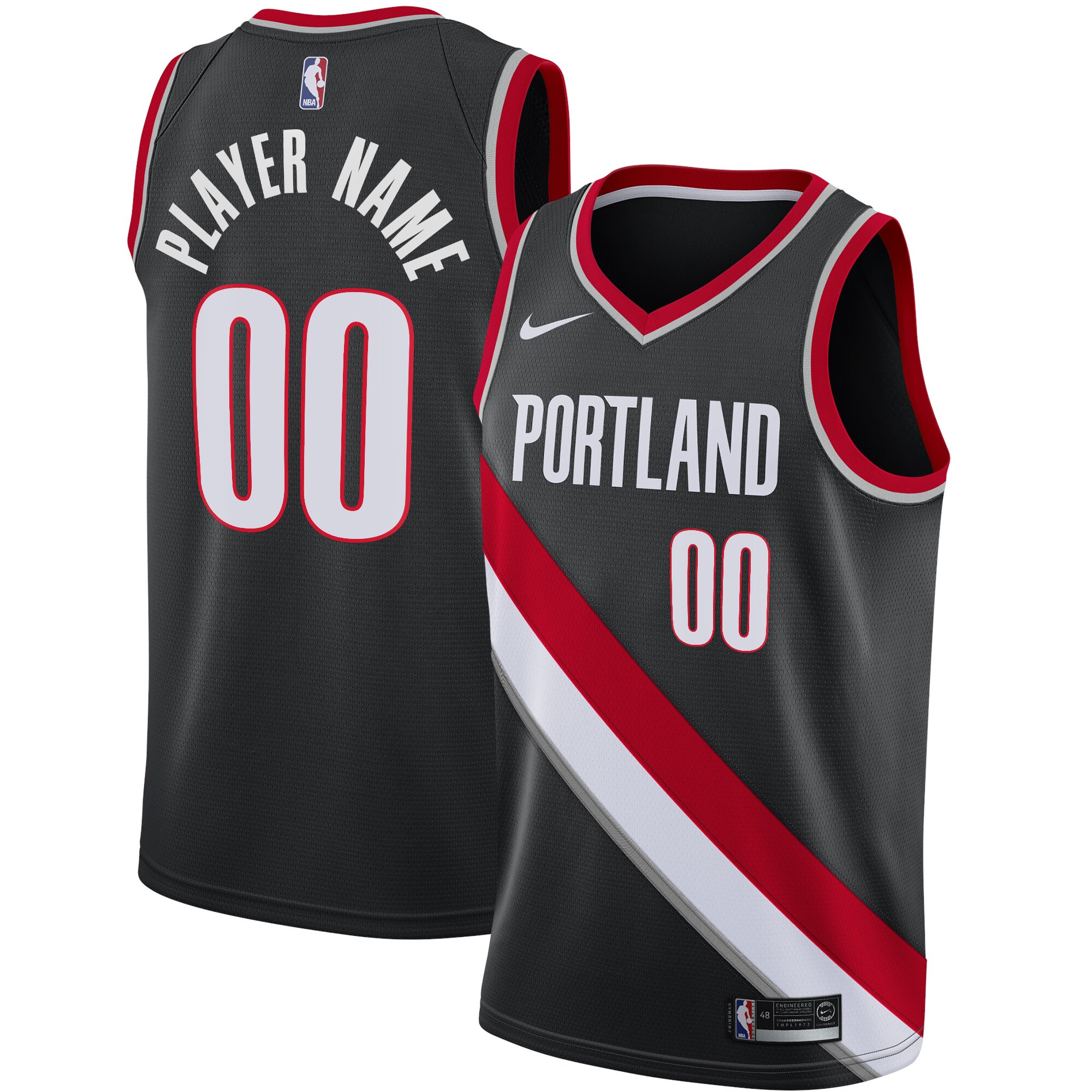 Portland Trail Blazers Nike Swingman Custom Jersey Black - Icon Edition - vstockx