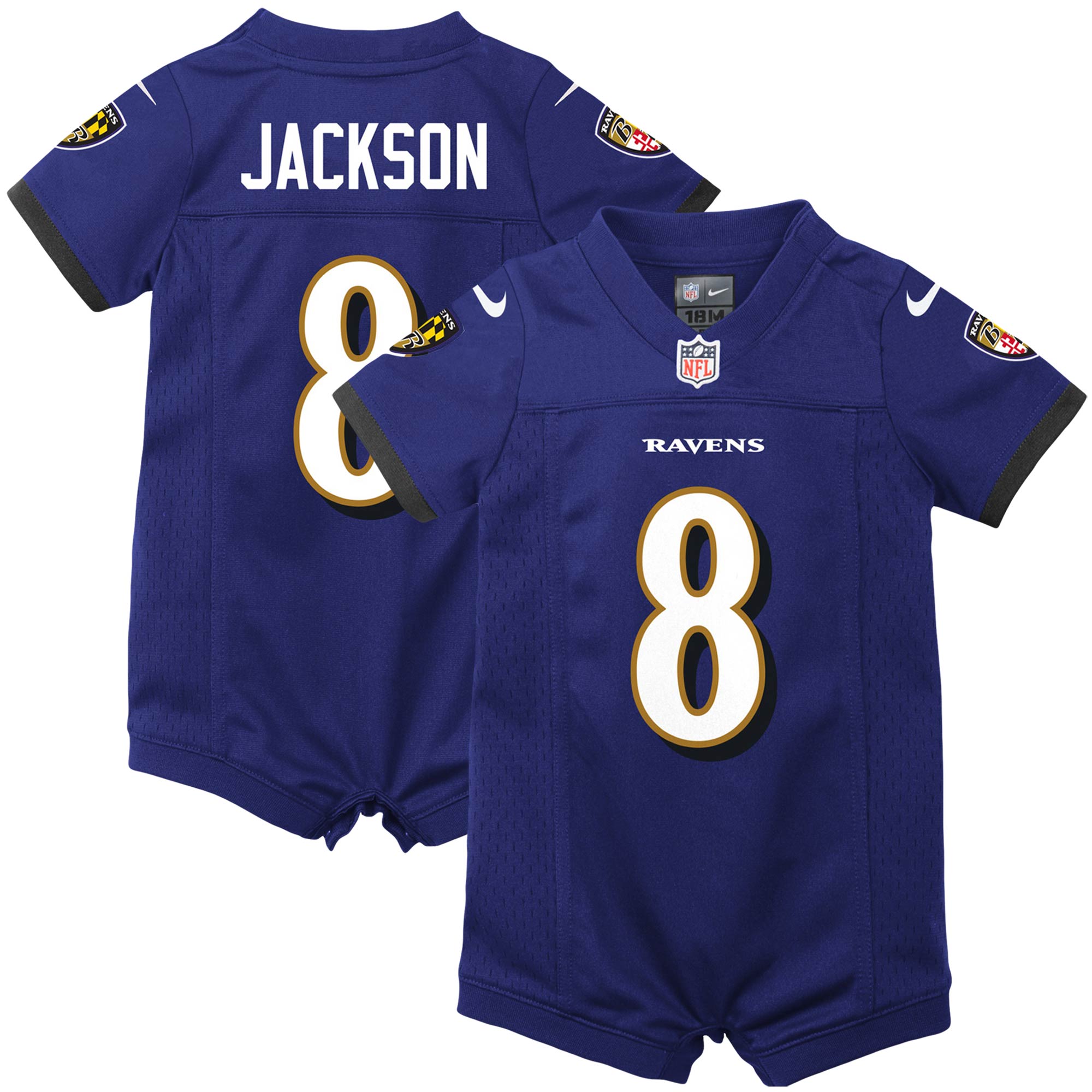 Lamar Jackson Baltimore Ravens Nike Newborn & Infant Romper Jersey - Purple - vstockx
