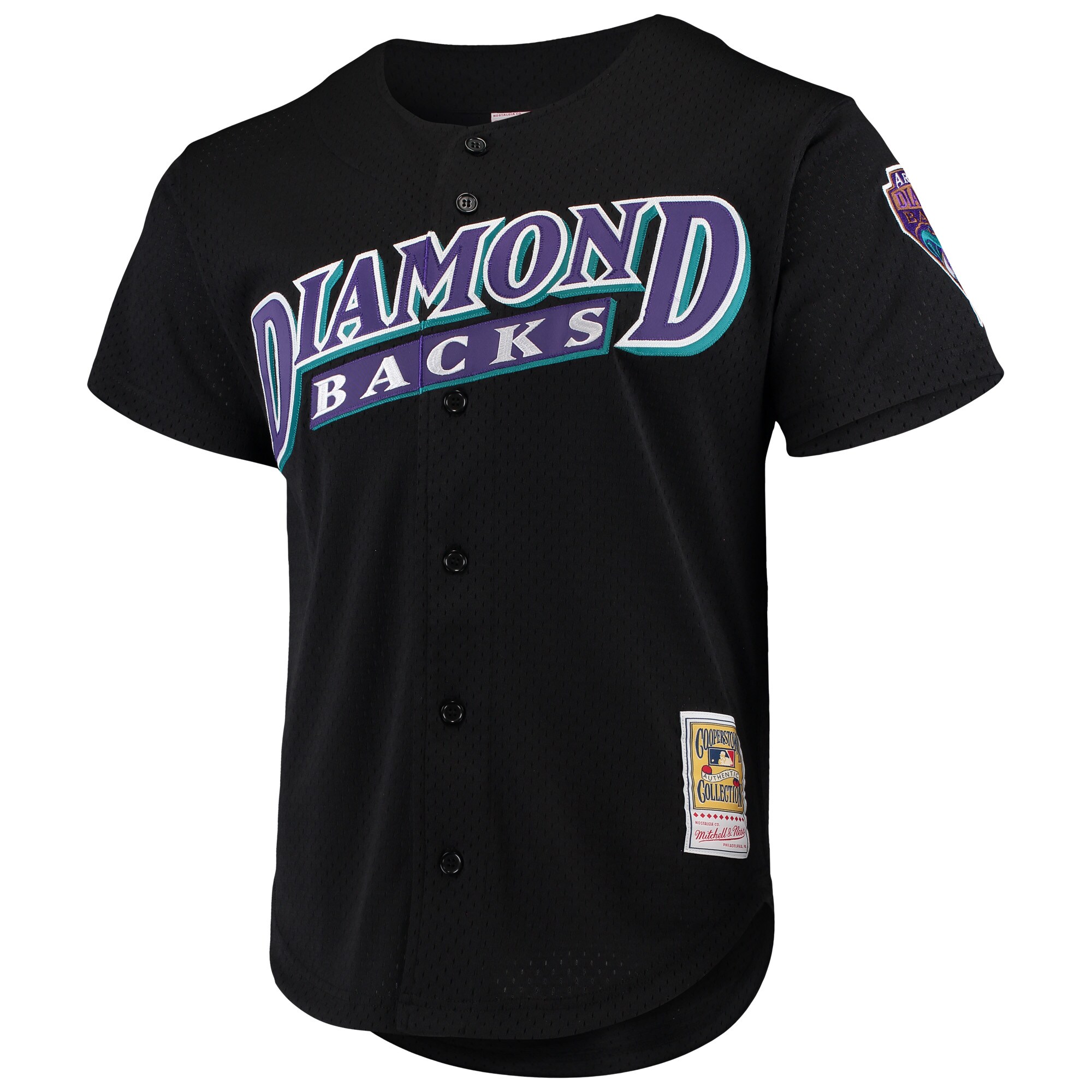 Luis Gonzalez Arizona Diamondbacks Mitchell & Ness Cooperstown Collection Mesh Batting Practice Button-Up Jersey - Black - vstockx
