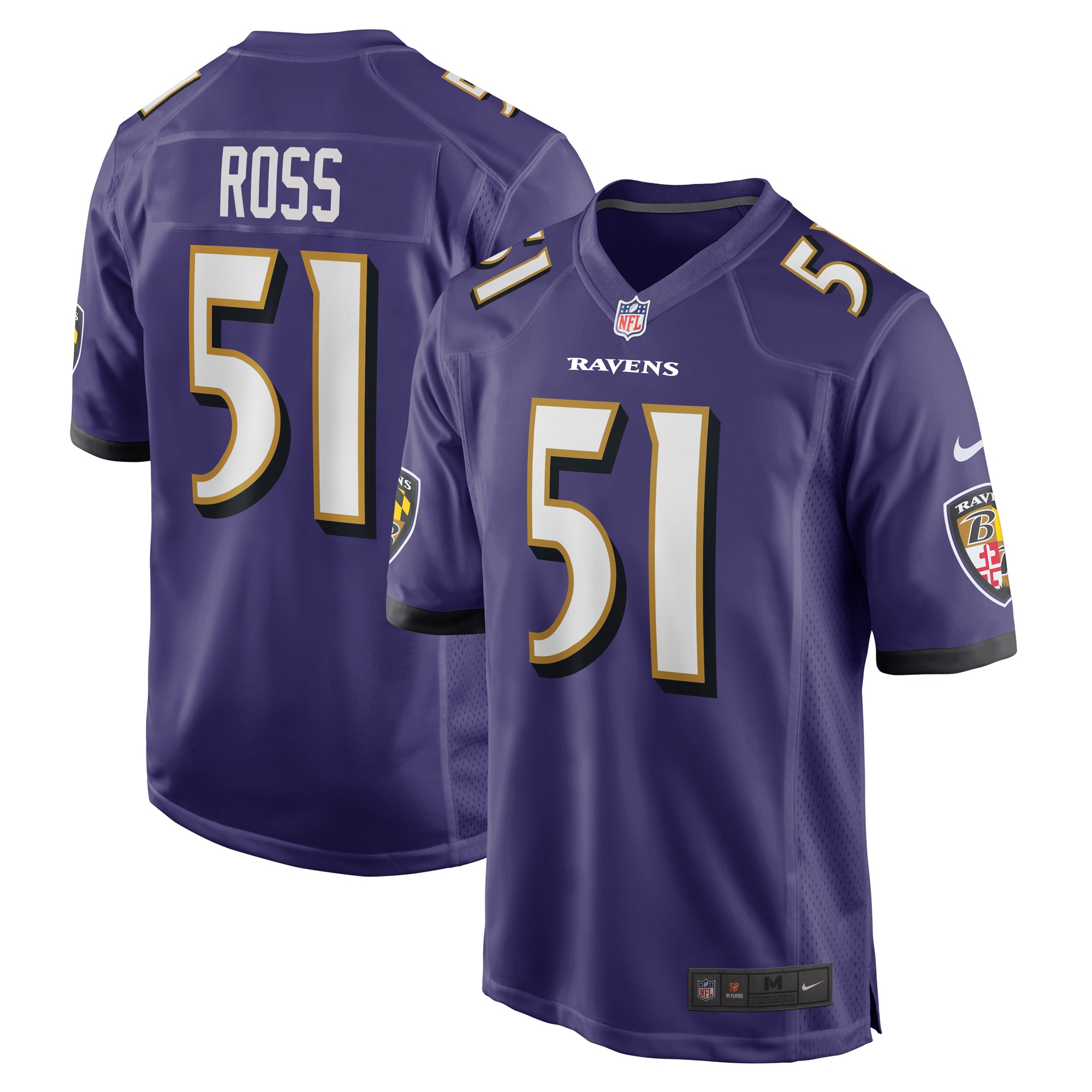 Josh Ross Baltimore Ravens Nike Game Player Jersey - Purple - vstockx