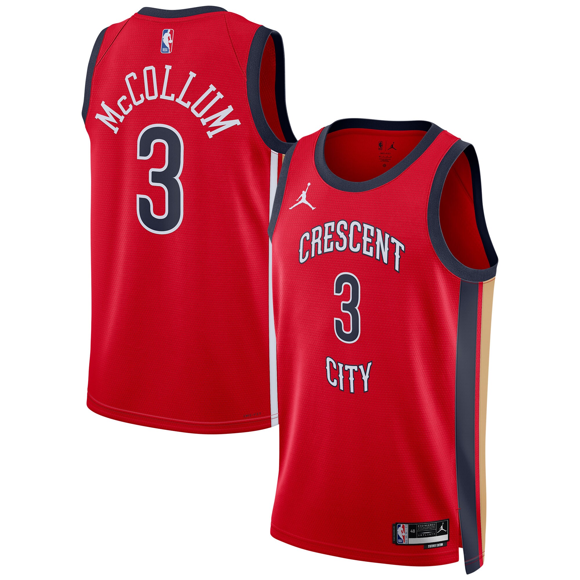 CJ McCollum New Orleans Pelicans Jordans Brand Unisex Swingman Jersey - Statement Edition - Red - vstockx