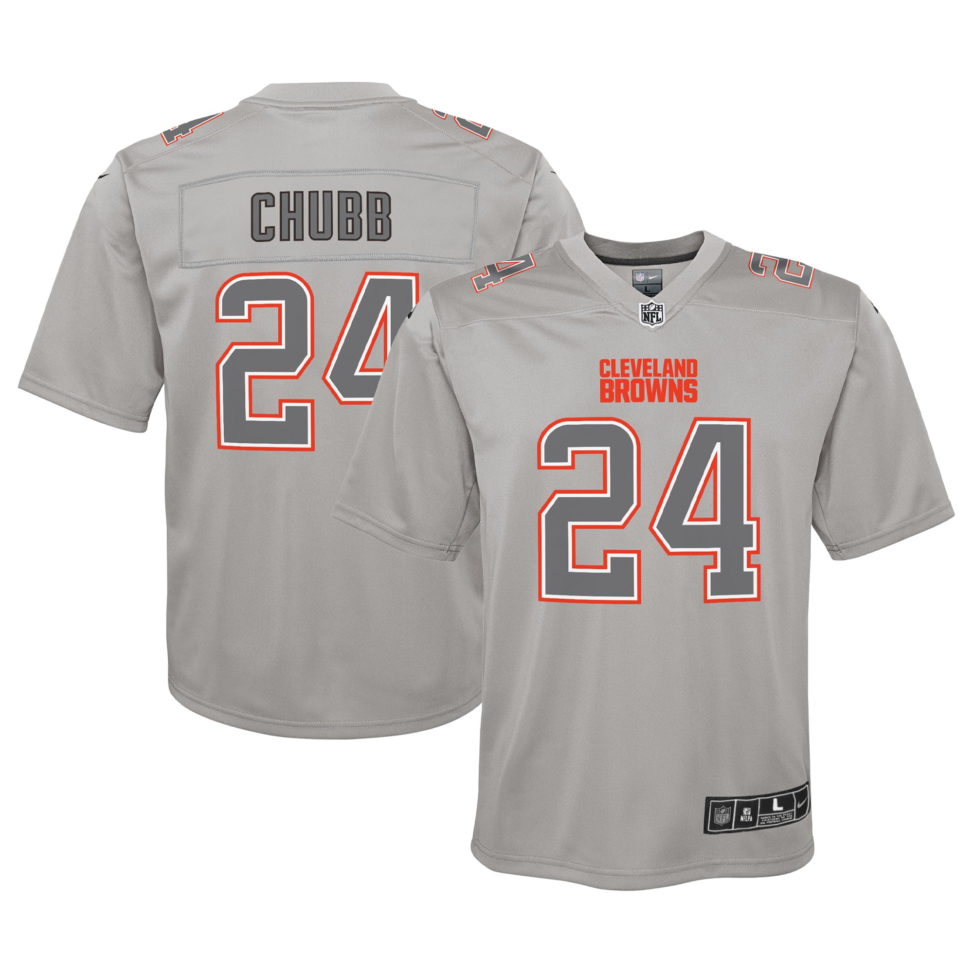 Nick Chubb Cleveland Browns Nike Youth Atmosphere Game Jersey - Gray - vstockx