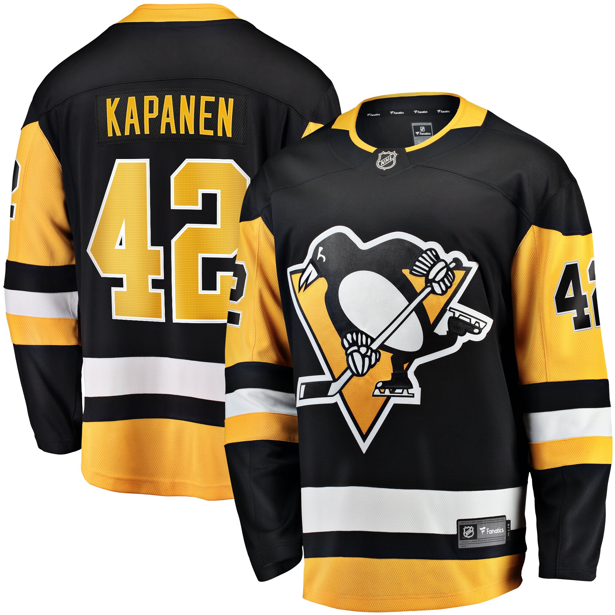 Kasperi Kapanen Pittsburgh Penguins Fanatics Branded Home Breakaway Jersey - Black - vstockx