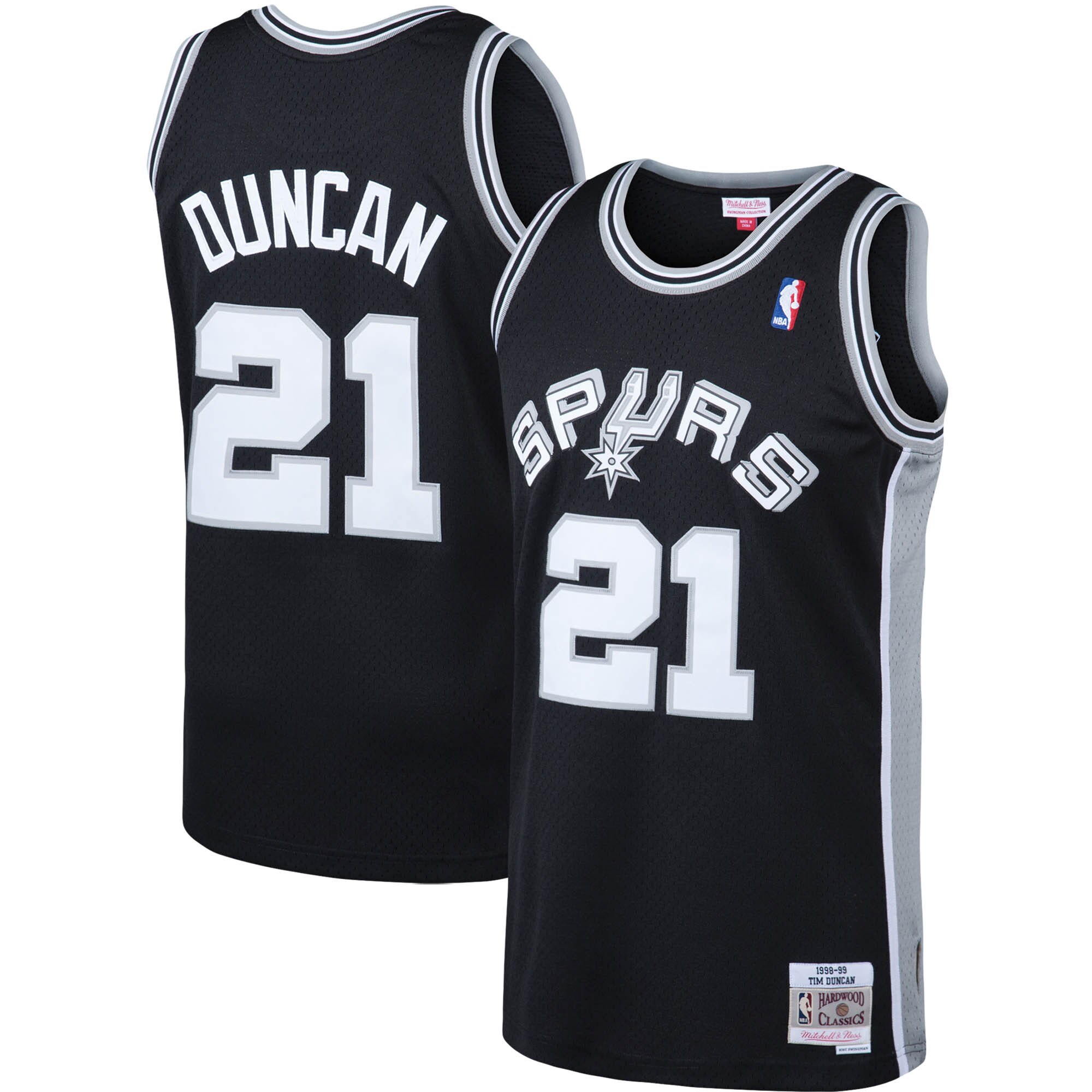 Tim Duncan San Antonio Spurs Mitchell & Ness Big & Tall Hardwood Classics Jersey - Black - vstockx