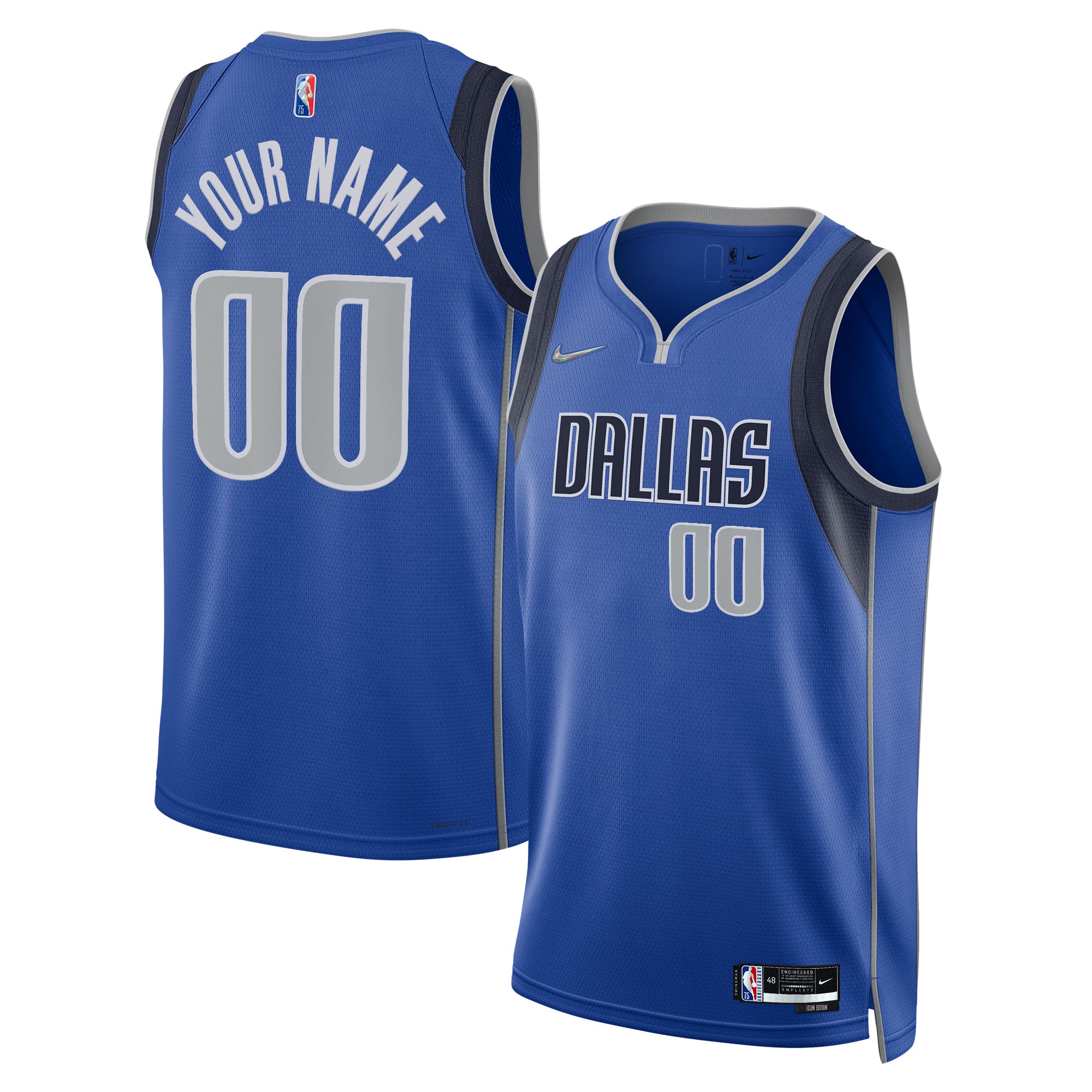 Dallas Mavericks Nike 2021/22 Diamond Swingman Custom Jersey - Icon Edition - Blue - vstockx