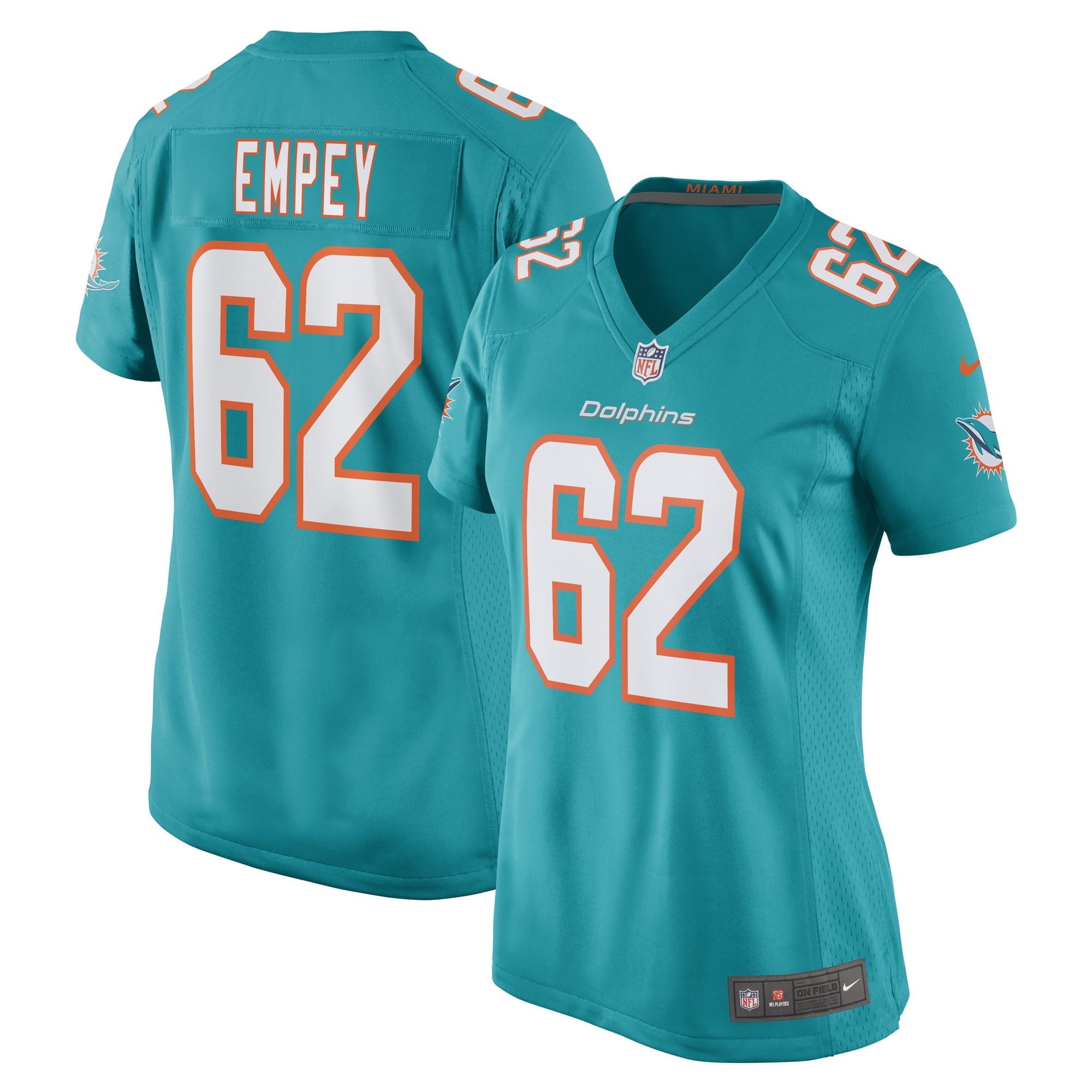 Women's Nike James Empey Aqua Miami Dolphins Game Player Jersey - vstockx