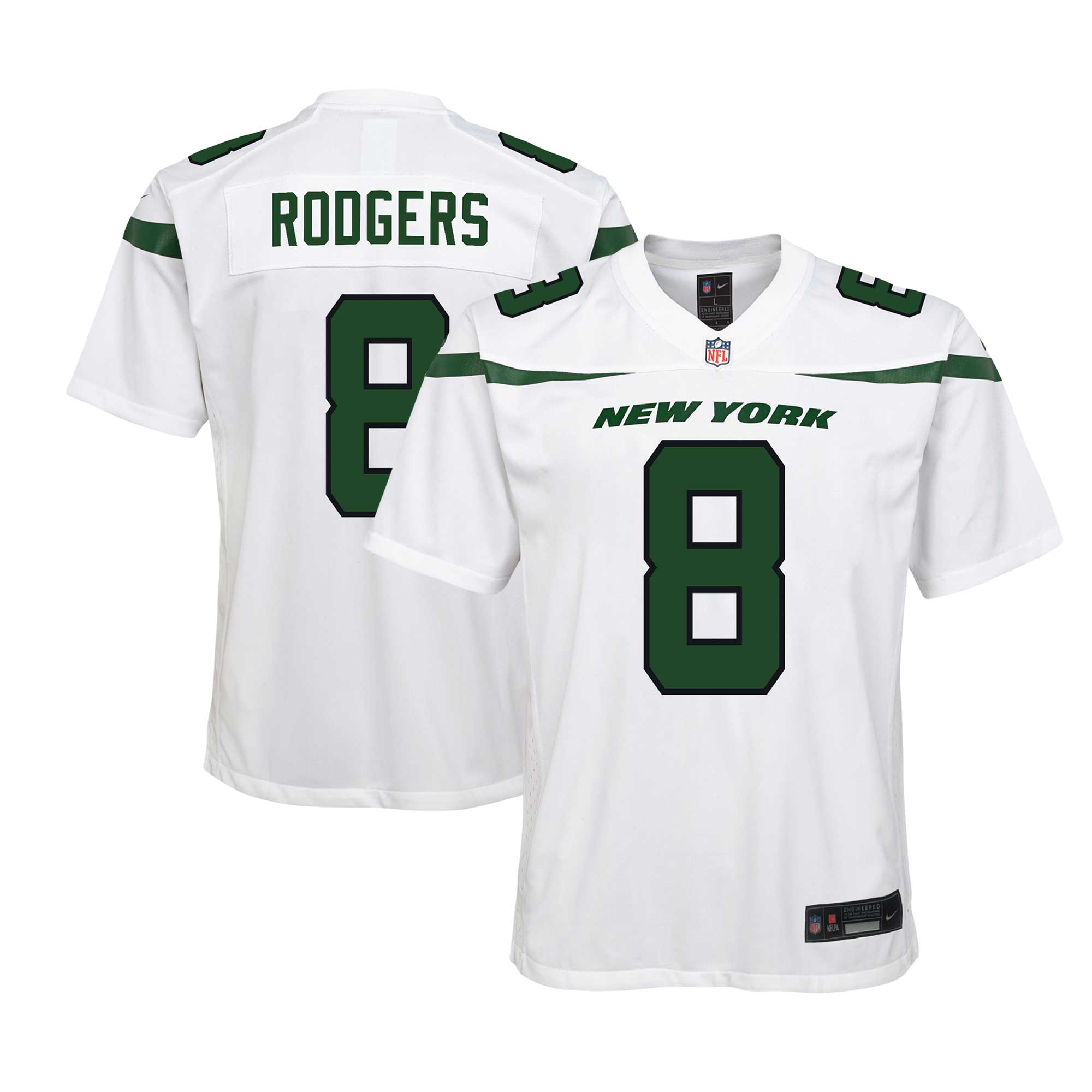 Aaron Rodgers New York Jets Nike Youth Game Jersey - White - vstockx