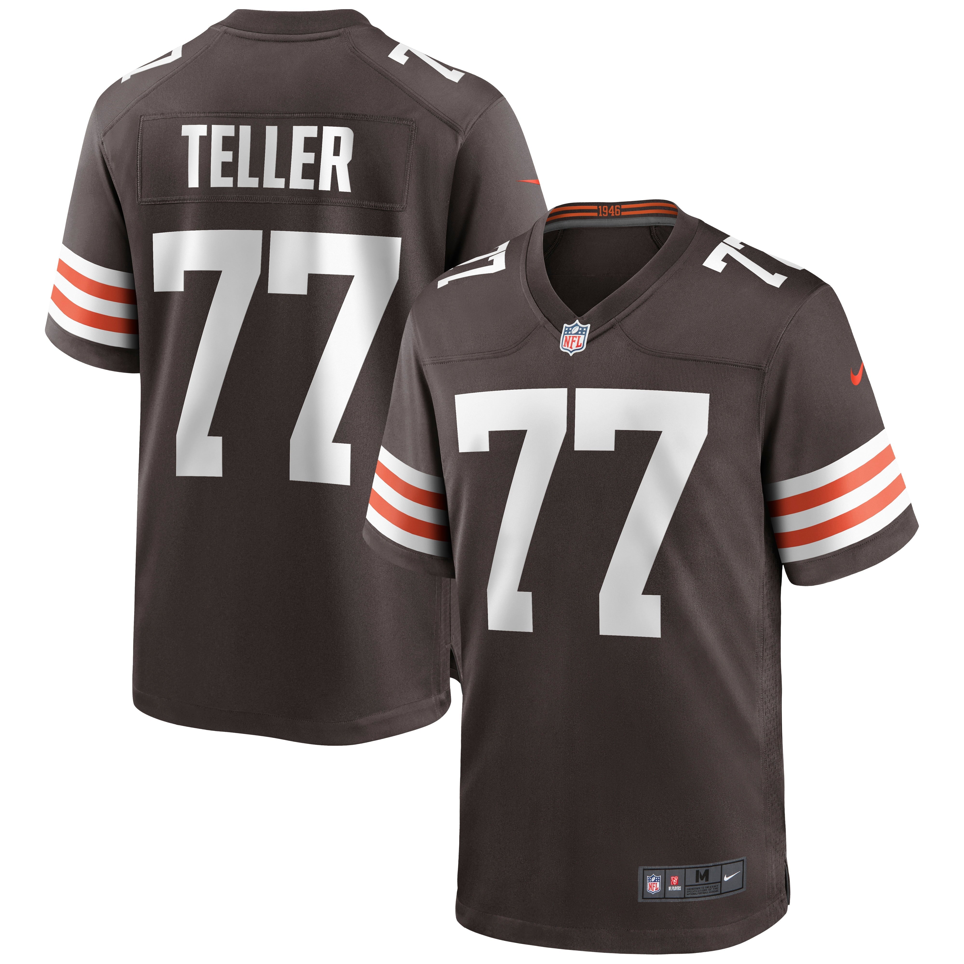 Men's Nike Wyatt Teller Brown Cleveland Browns Game Jersey - vstockx