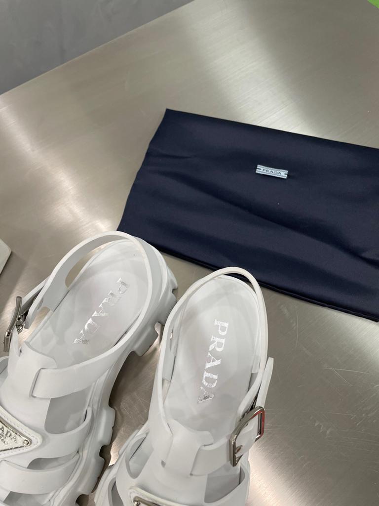 Prada Monolith Foam Rubber 55mm Sandals White - vstockx