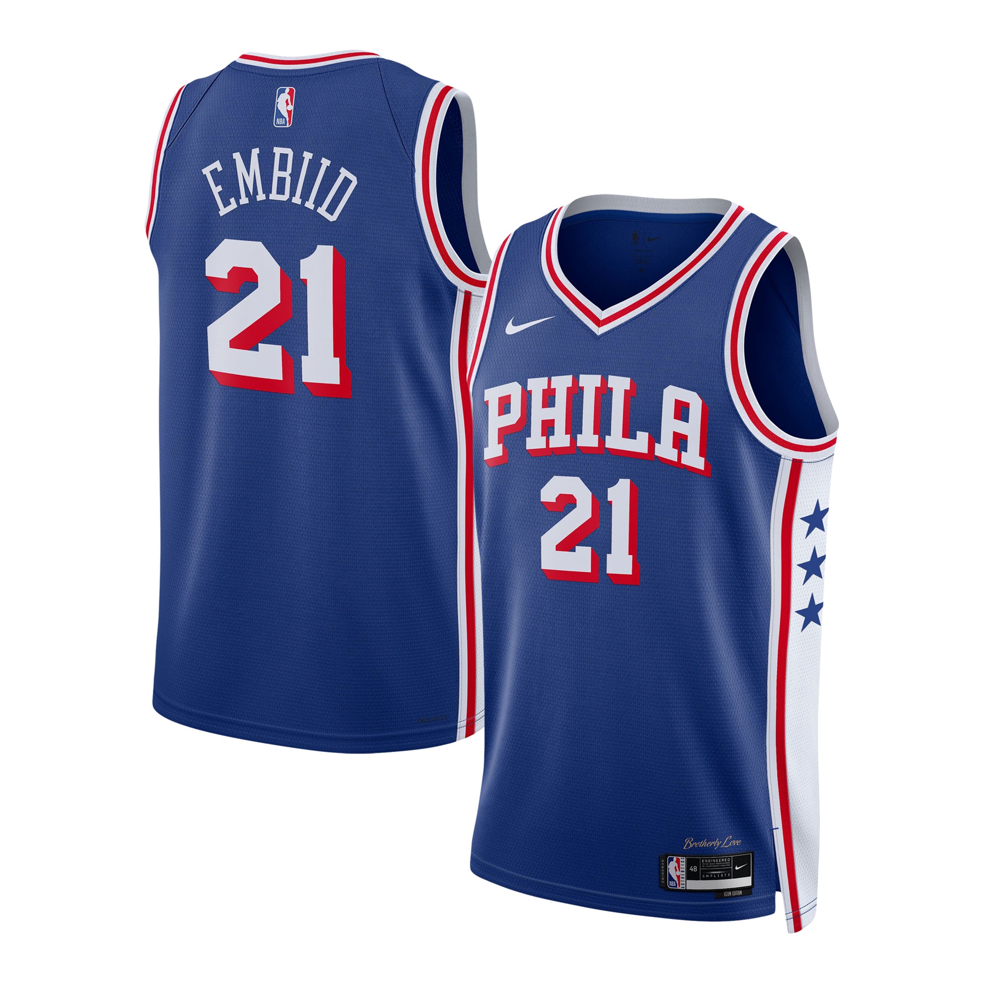 Joel Embiid Philadelphia 76ers Nike Youth Swingman Jersey - Icon Edition - Royal - vstockx