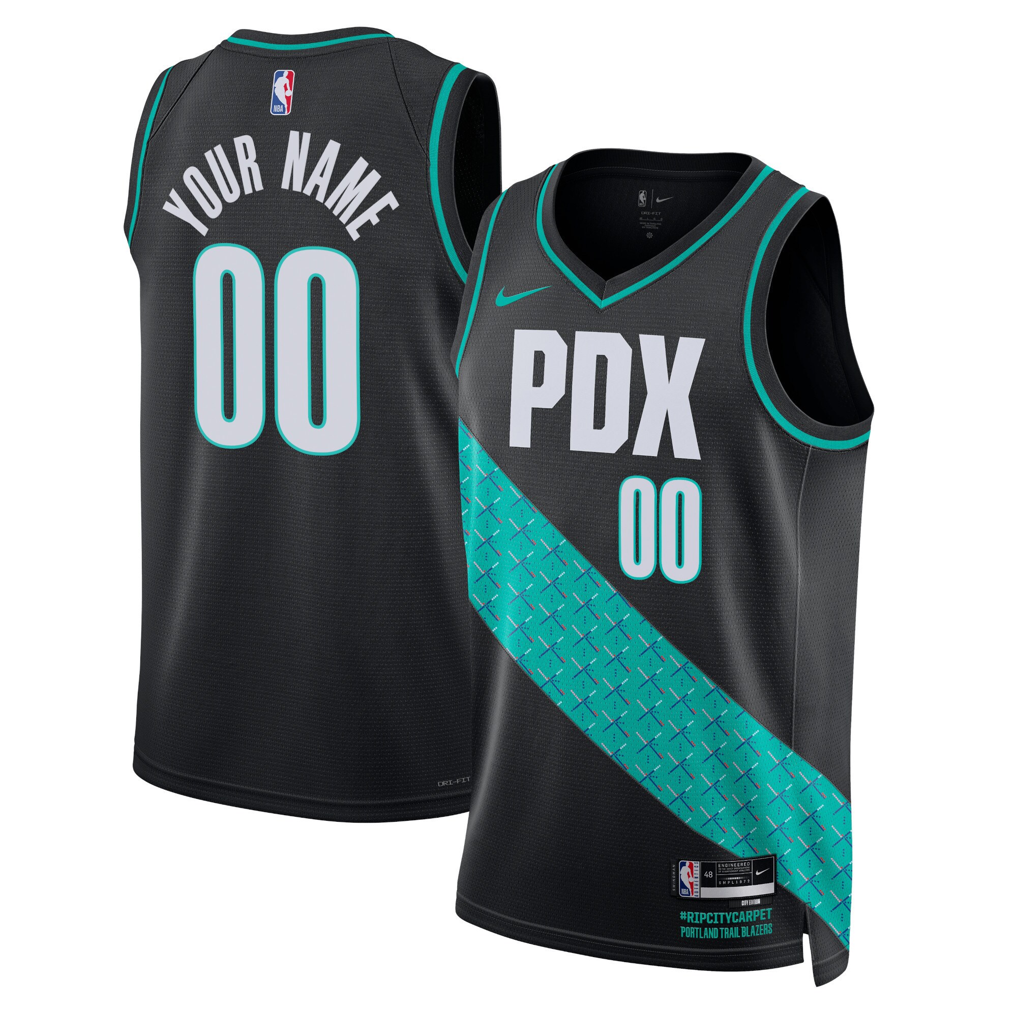 Portland Trail Blazers Nike Unisex 2022/23 Swingman Custom Jersey - City Edition - Black - vstockx