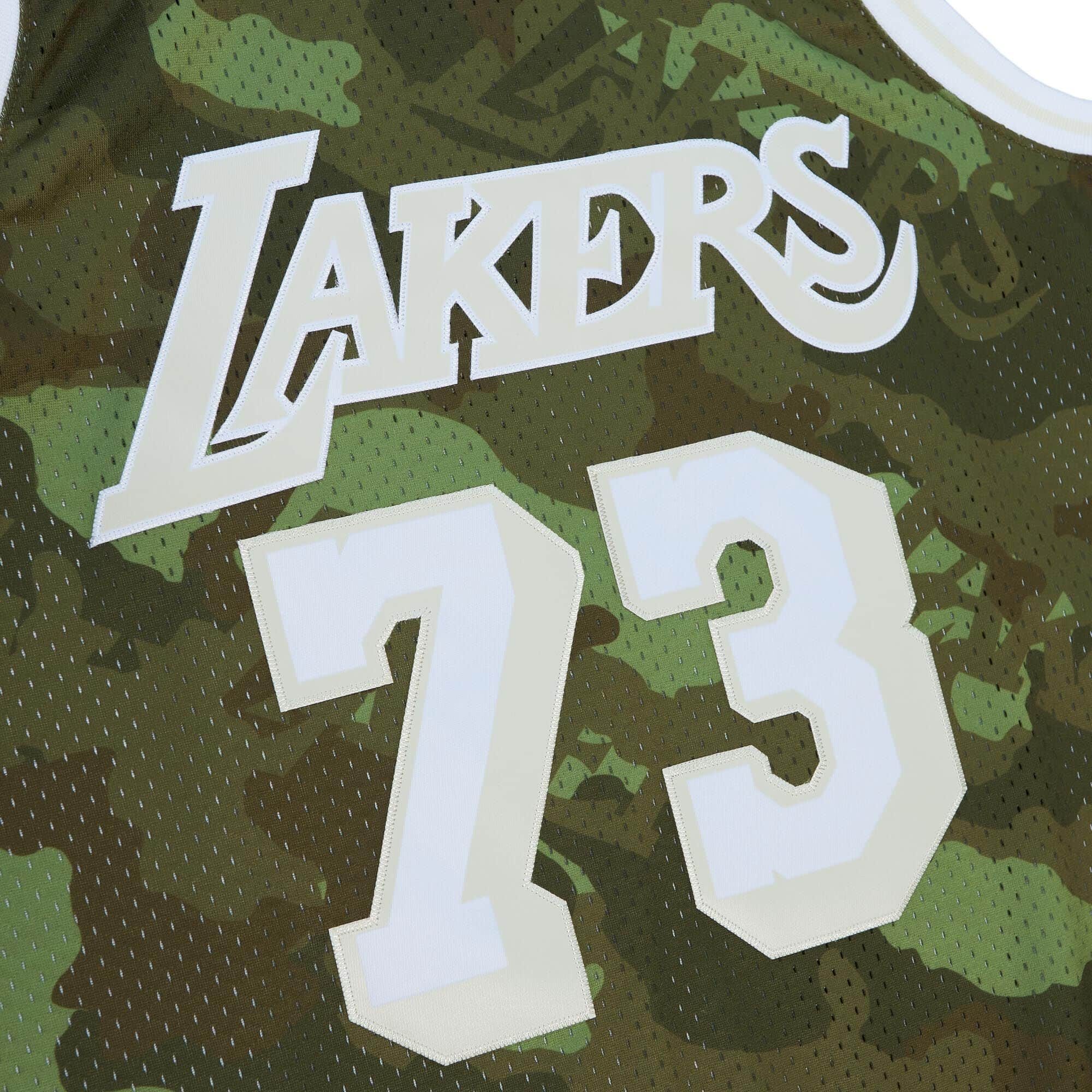 Ghost Green Camo Swingman Dennis Rodman Los Angeles Lakers 1998-99 Jersey - vstockx