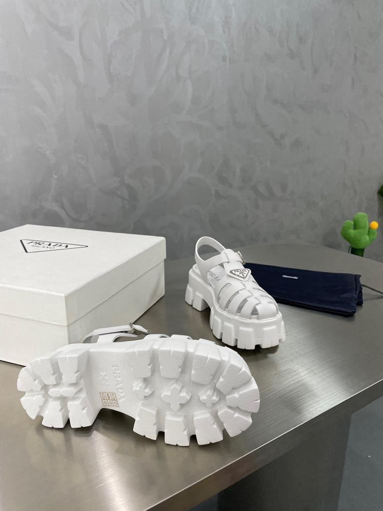 Prada Monolith Foam Rubber 55mm Sandals White - vstockx