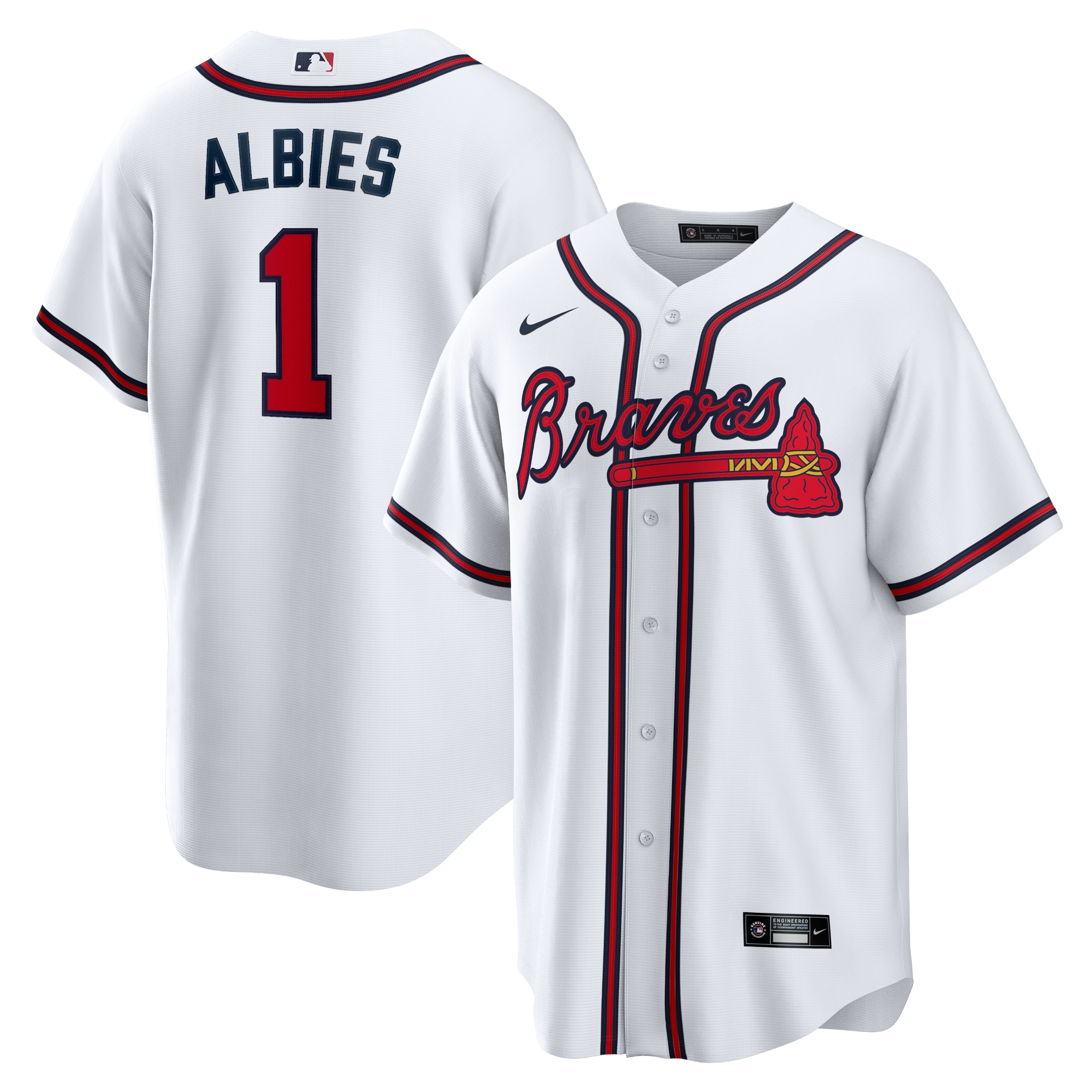 Ozzie Albies Atlanta Braves Nike Home Replica Player Name Jersey - White - vstockx