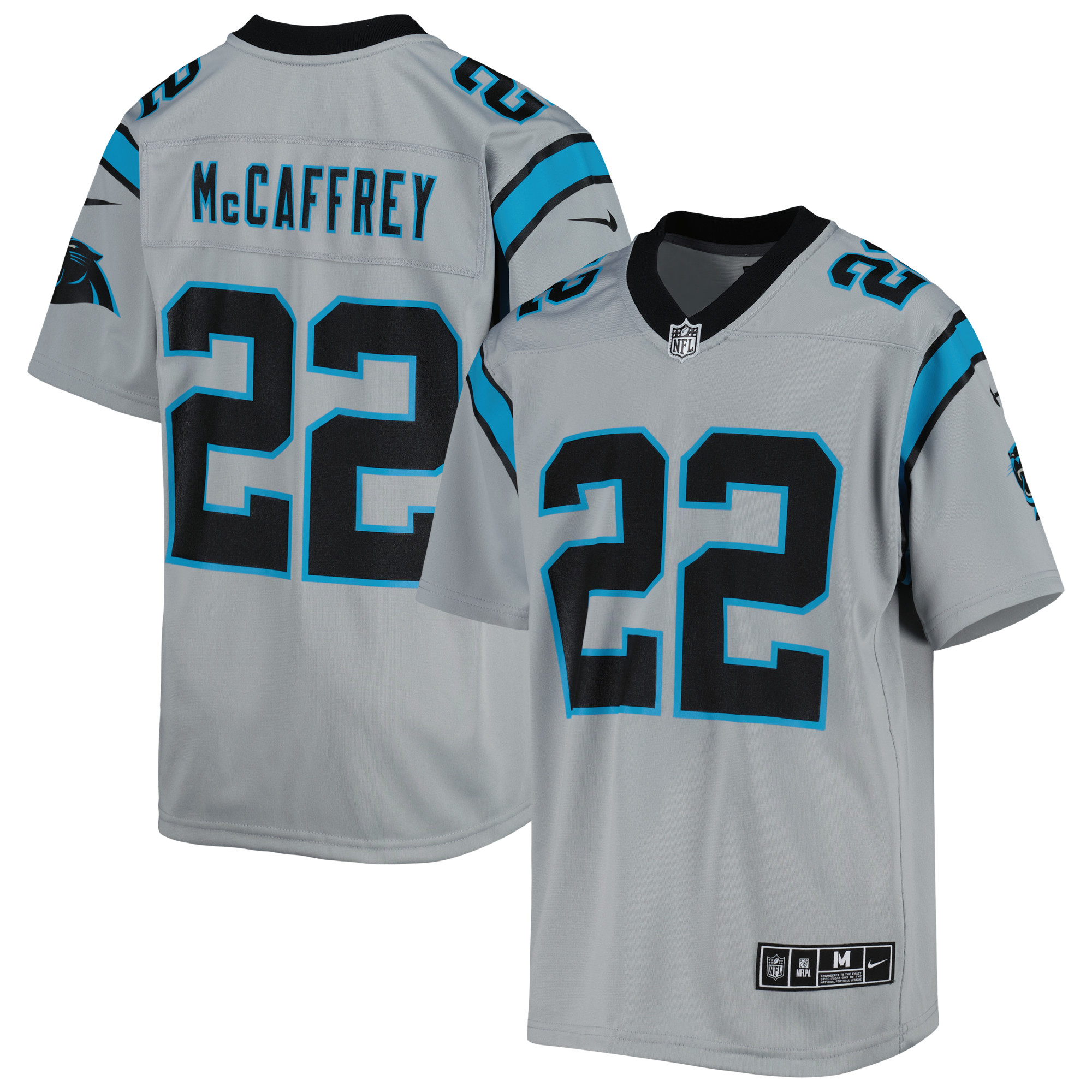 Christian McCaffrey Carolina Panthers Nike Youth Inverted Team Game Jersey - Silver - vstockx