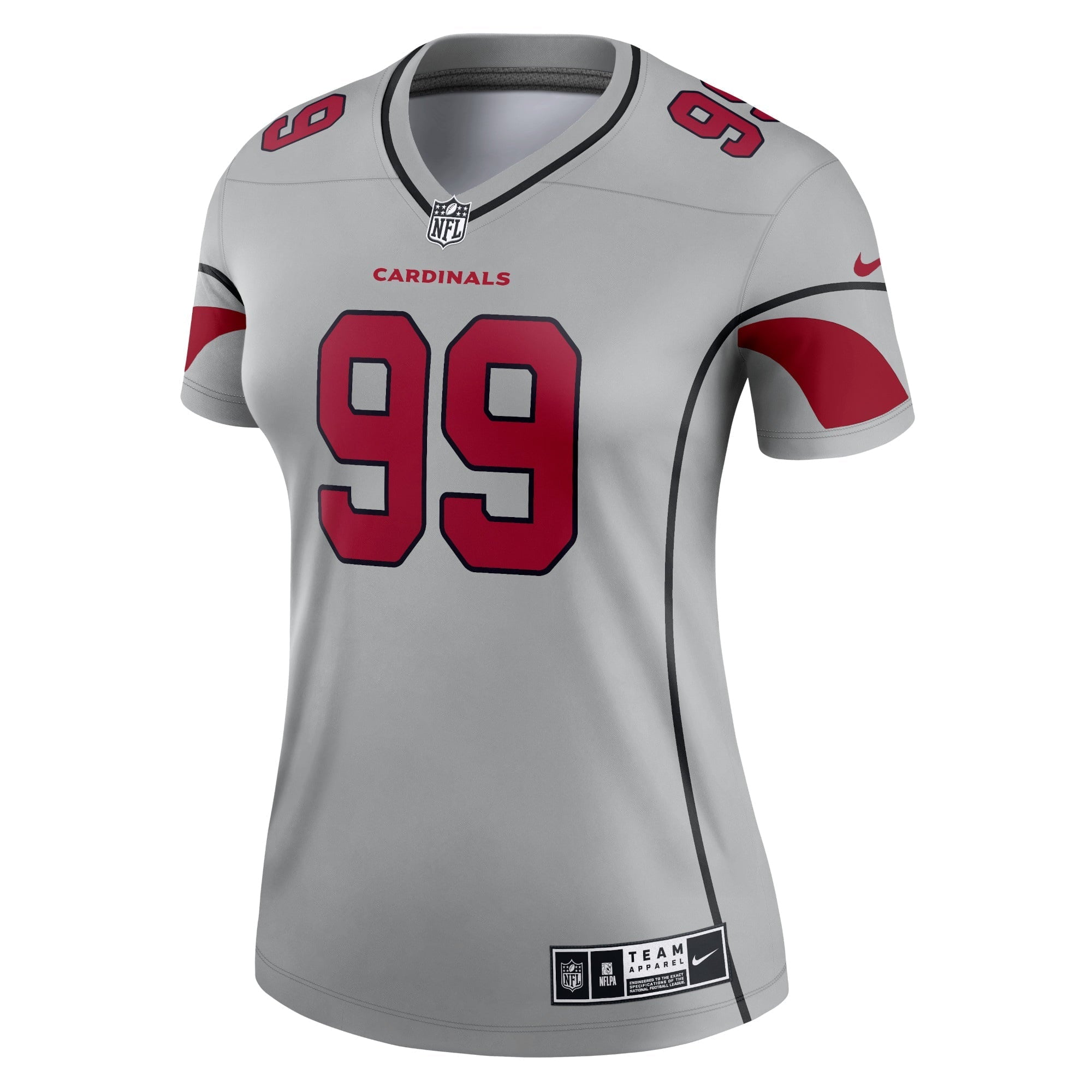Women's Nike J.J. Watt Gray Arizona Cardinals Inverted Legend Jersey - vstockx