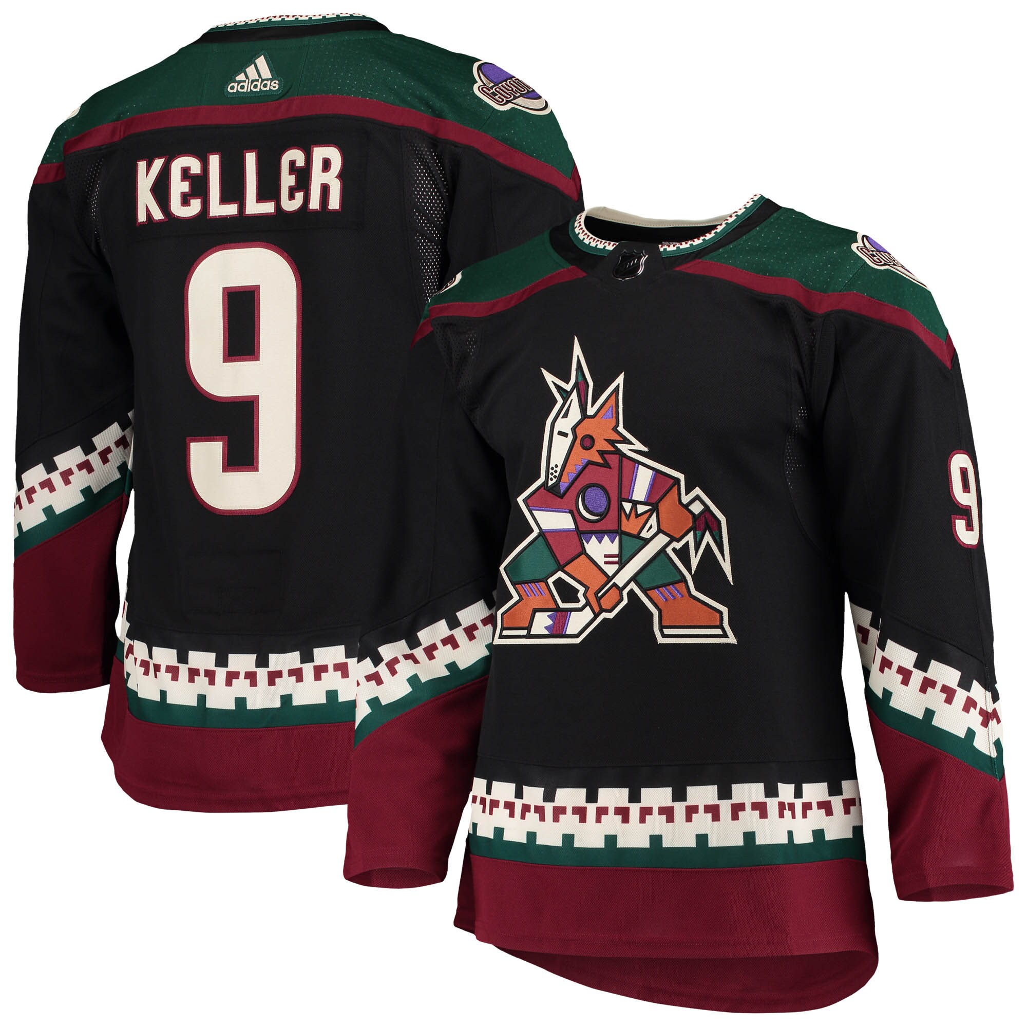Clayton Keller Arizona Coyotes adidas Home Primegreen Authentic Pro Player Jersey - Black - vstockx