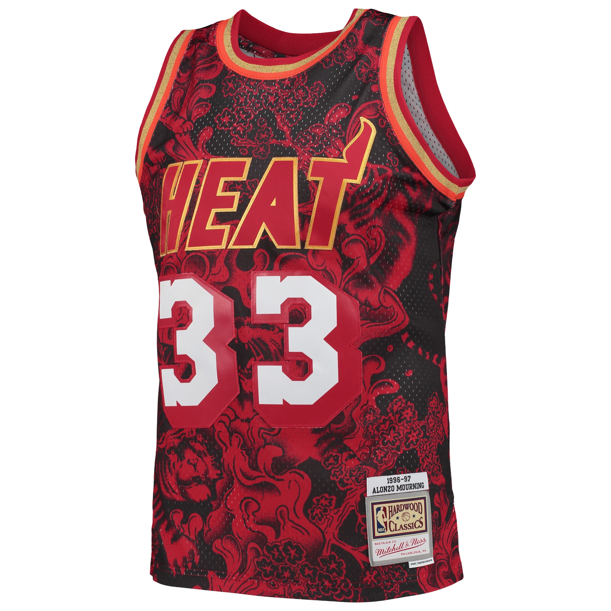 Alonzo Mourning Miami Heat Mitchell & Ness Hardwood Classics 1996/97 Lunar New Year Swingman Jersey - Red - vstockx