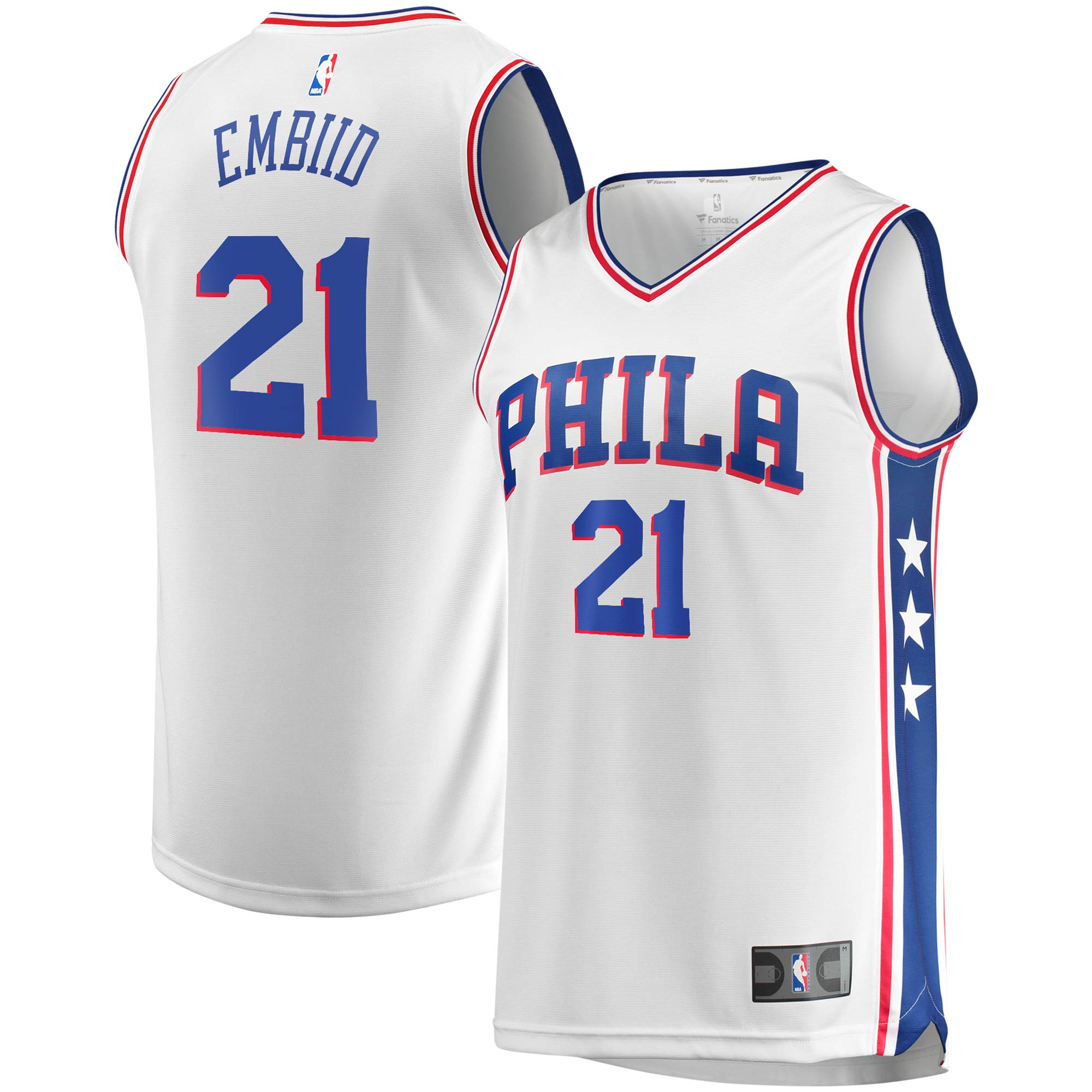 Joel Embiid Philadelphia 76ers Fanatics Branded Youth 2019/20 Fast Break Replica Player Jersey - Association Edition - White - vstockx