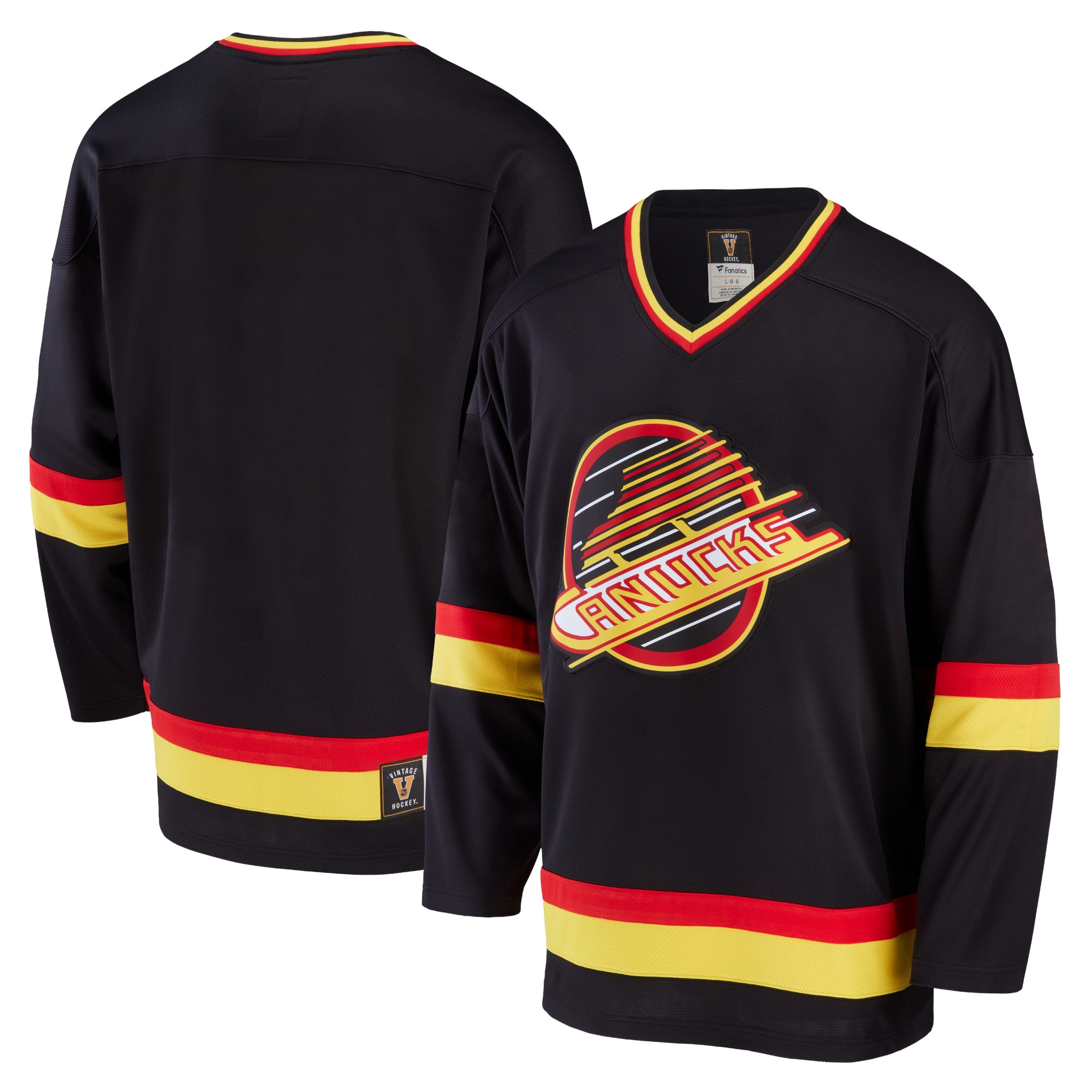Vancouver Canucks Fanatics Branded Premier Breakaway Heritage Jersey - Black - vstockx