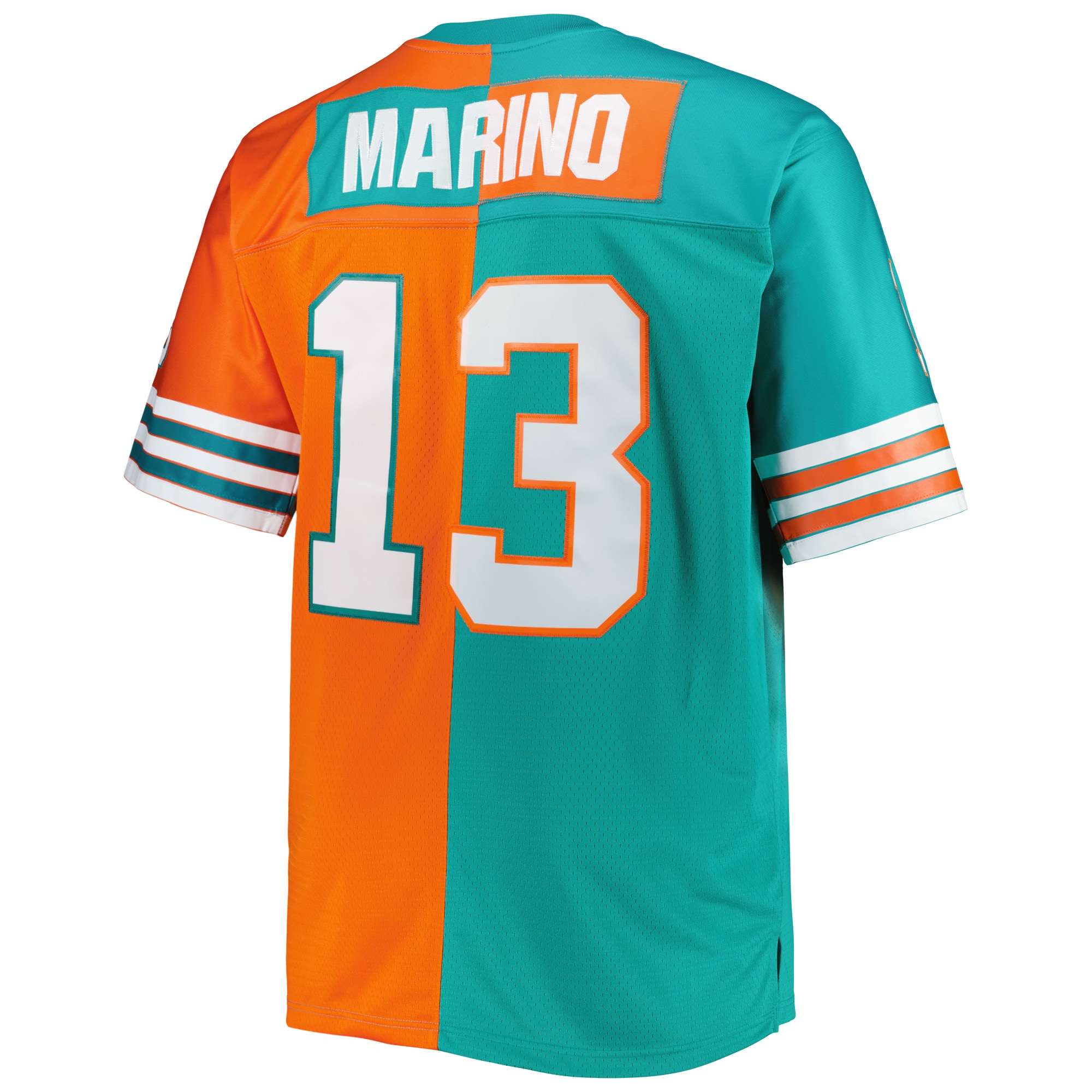 Dan Marino Miami Dolphins Mitchell & Ness Big & Tall Split Legacy Retired Player Replica Jersey - Aqua/Orange - vstockx