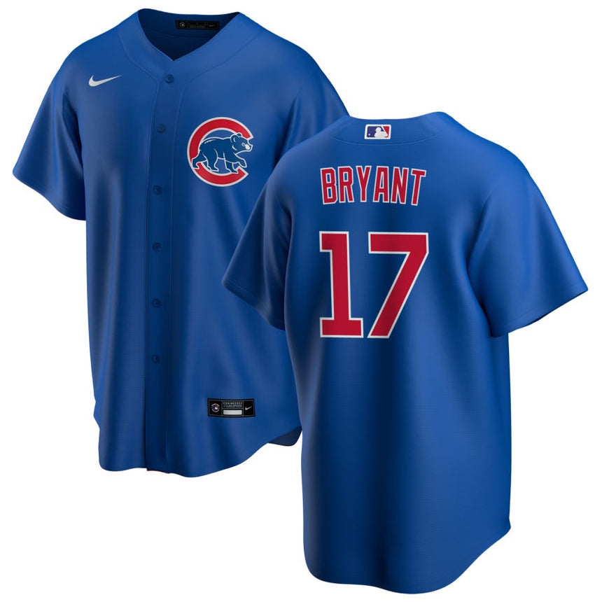 Men's Kris Bryant Chicago Cubs Blue Alternate Premium Stitch Replica Jersey - vstockx