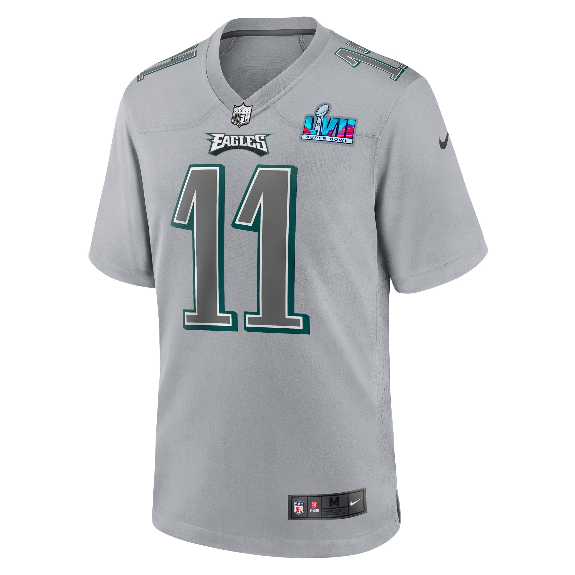 A.J. Brown Philadelphia Eagles Nike Youth Super Bowl LVII Patch Atmosphere Fashion Game Jersey - Gray - vstockx