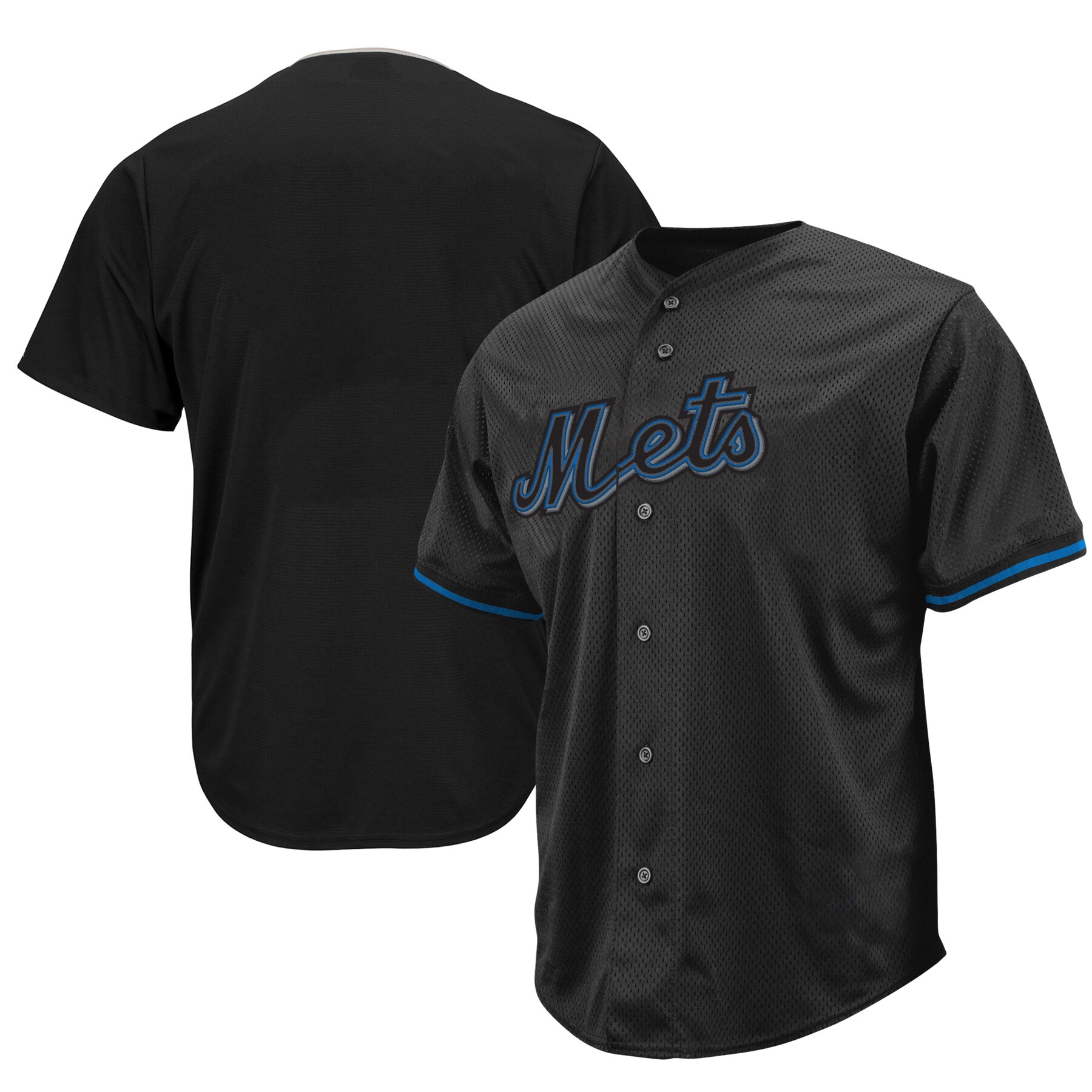 New York Mets Big & Tall Pop Fashion Jersey - Black - vstockx