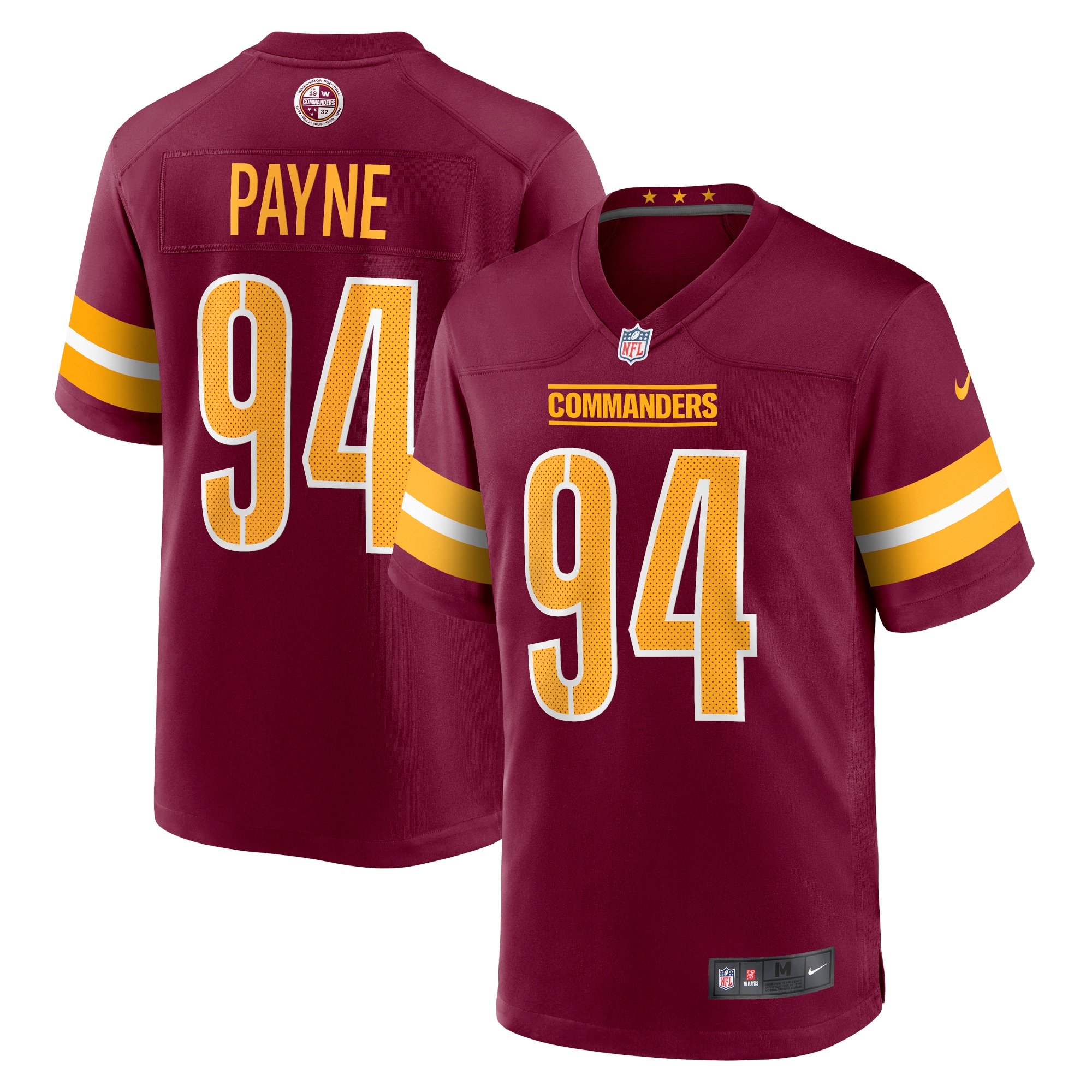 Da'Ron Payne Washington Commanders Nike Game Jersey - Burgundy - vstockx