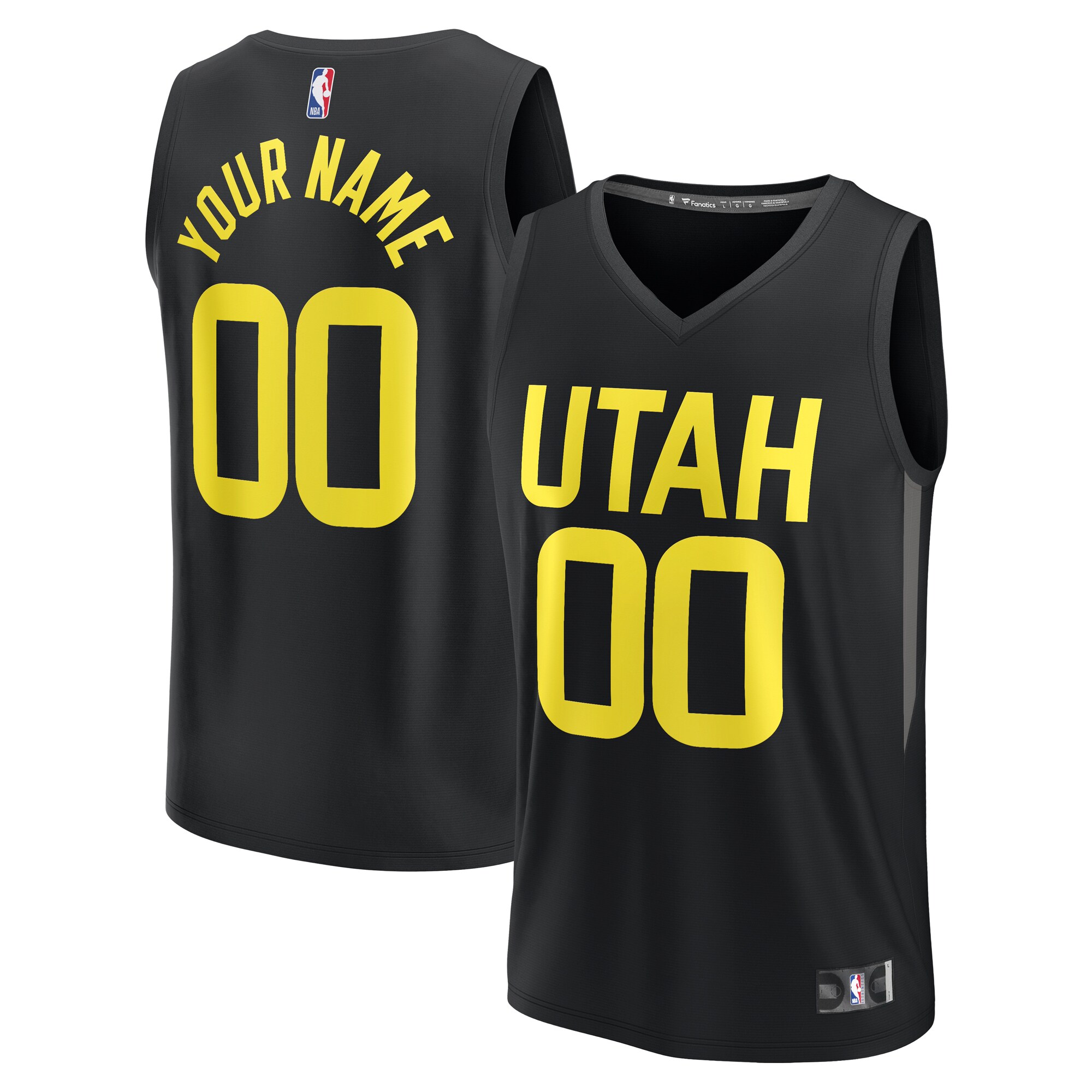 Utah Jazz Fanatics Branded Youth Fast Break Replica Custom Jersey - Statement Edition - Black - vstockx
