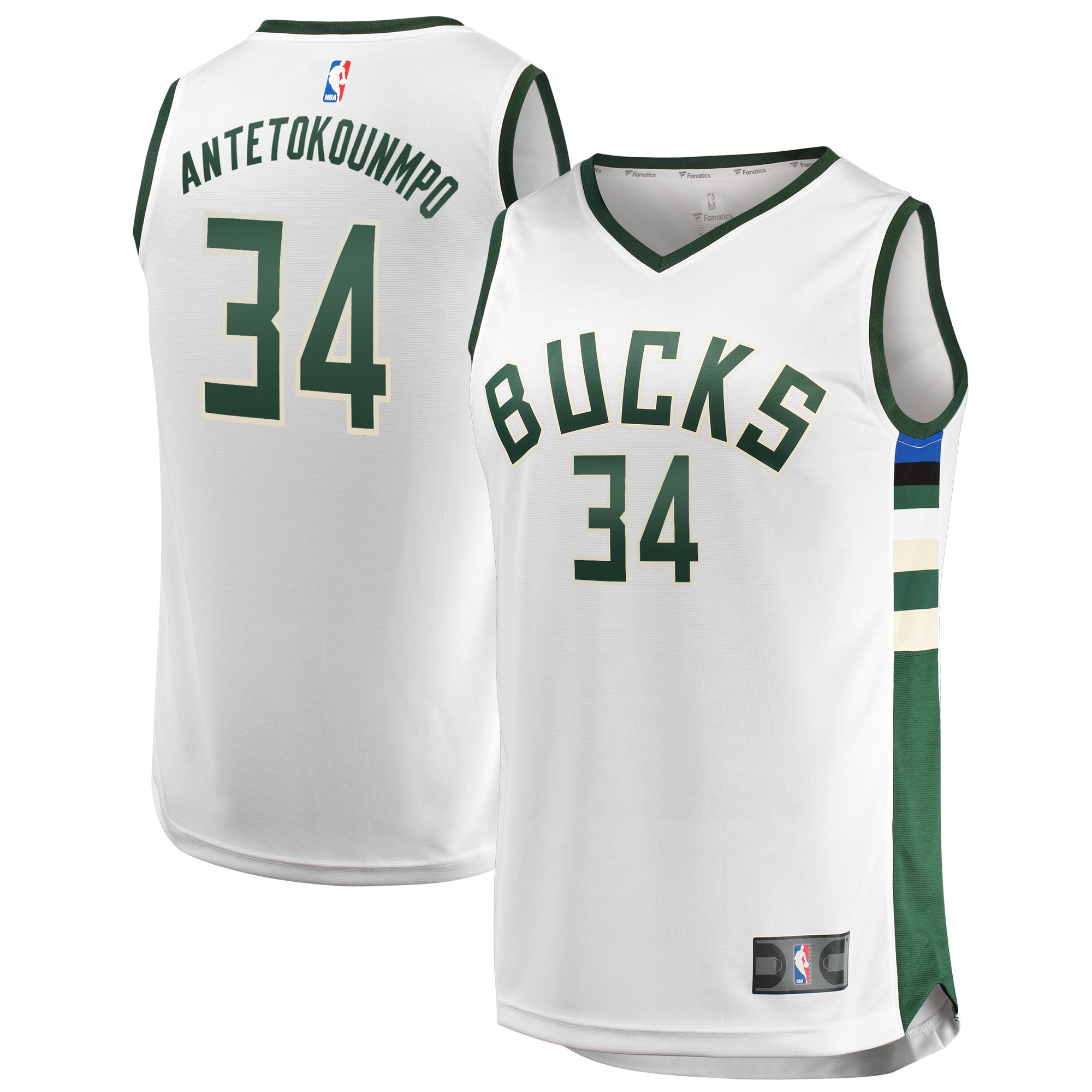 Giannis Antetokounmpo Milwaukee Bucks Fanatics Branded Youth Fast Break Replica Jersey White - Association Edition - vstockx