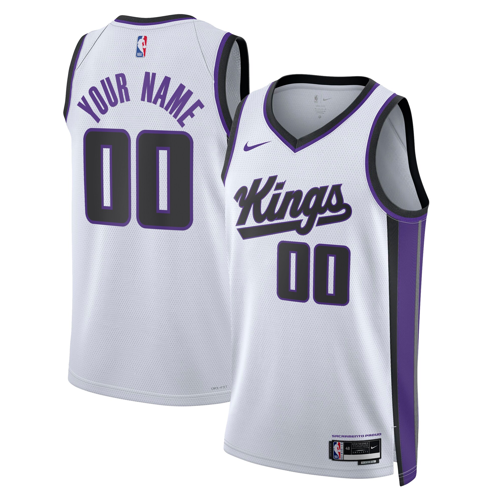 Sacramento Kings Nike Unisex Swingman Custom Jersey - Association Edition - White - vstockx